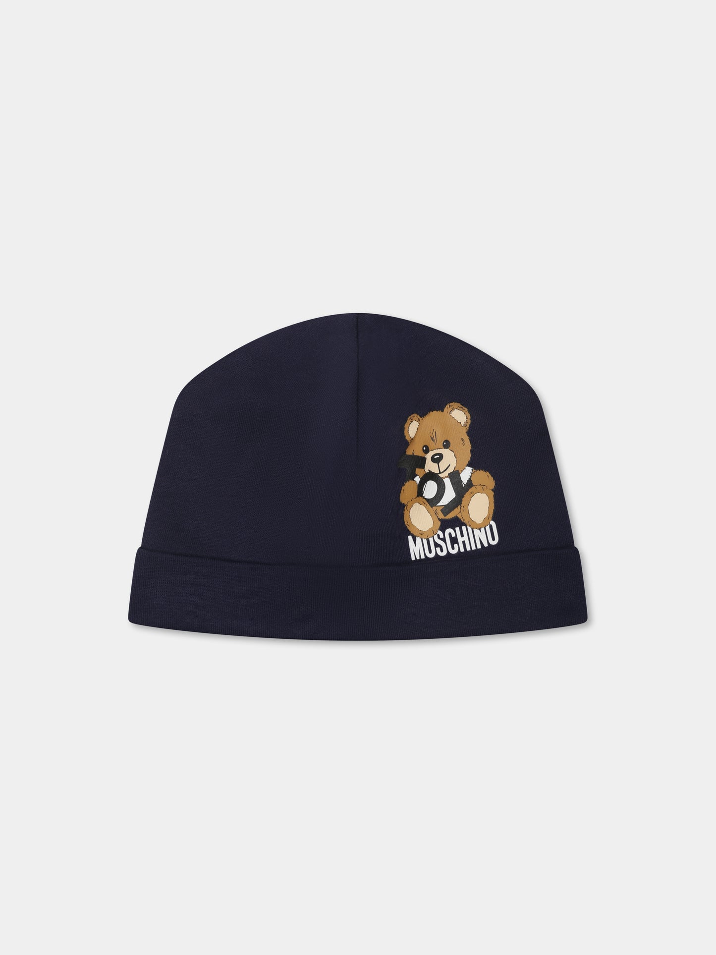 Set blu per neonato con Teddy Bear e logo,Moschino Kids,MNY04G LCA19 40016