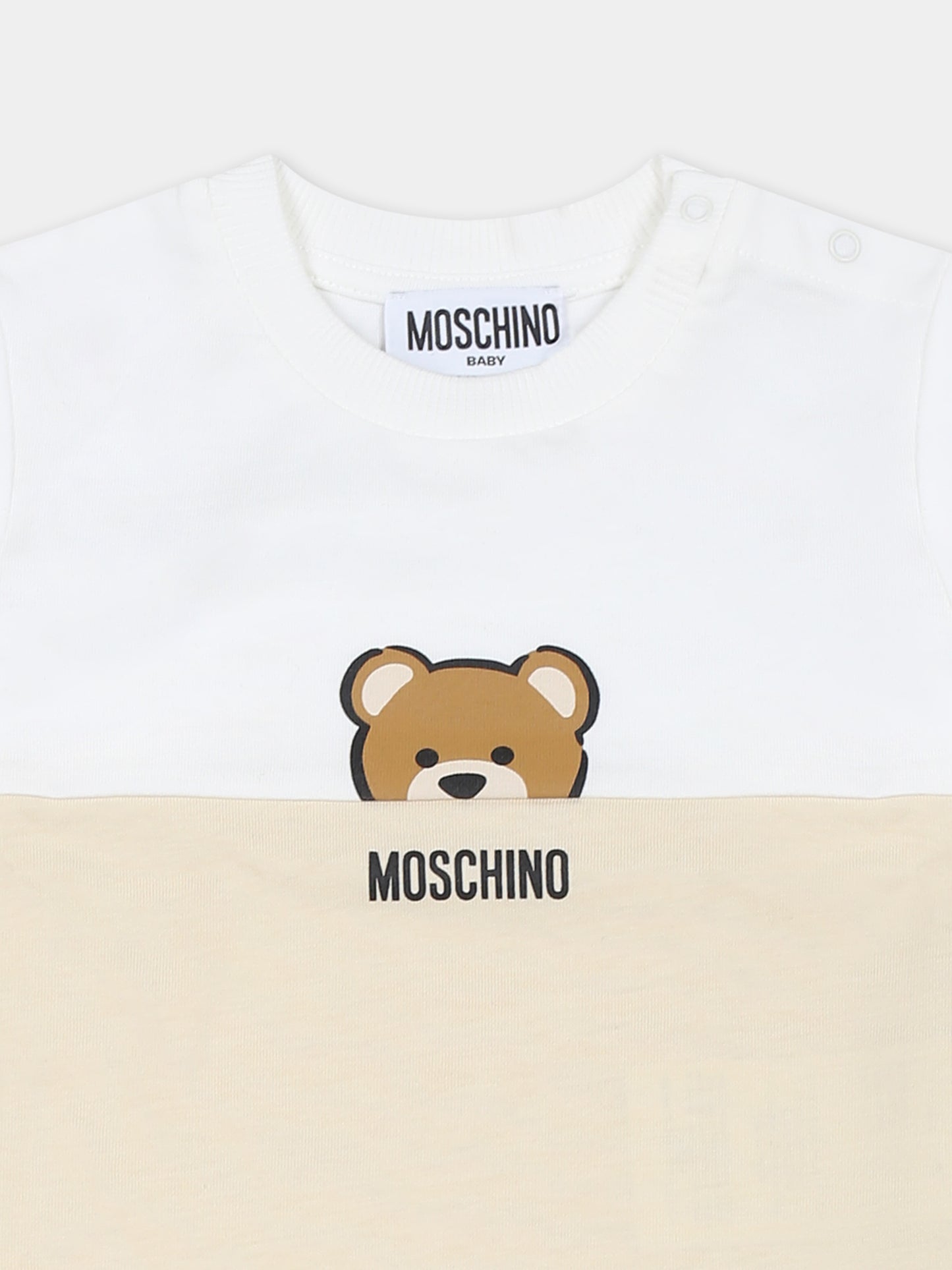 Completo beige per neonati con Teddy Bear,Moschino Kids,MUG01F LAA27 20404