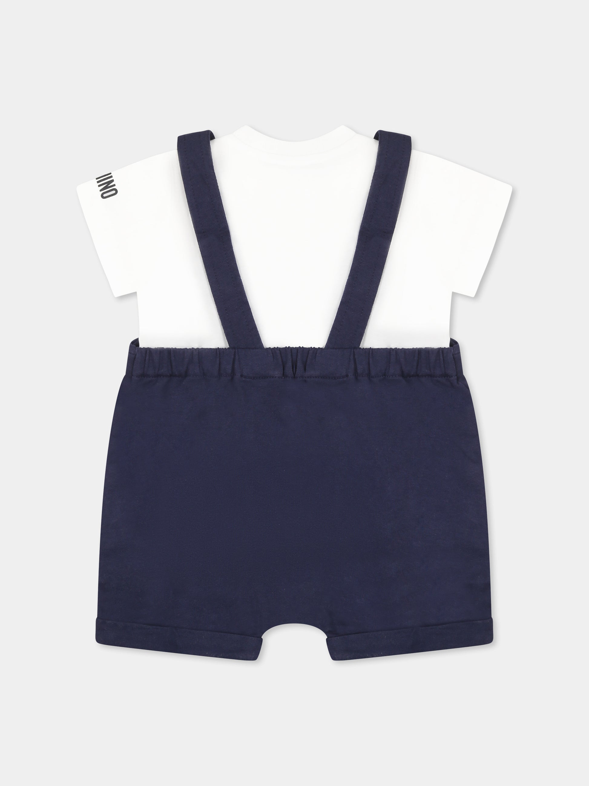 Salopette blu per neonato con Teddy Bear,Moschino Kids,MUG01G LCA19 83240