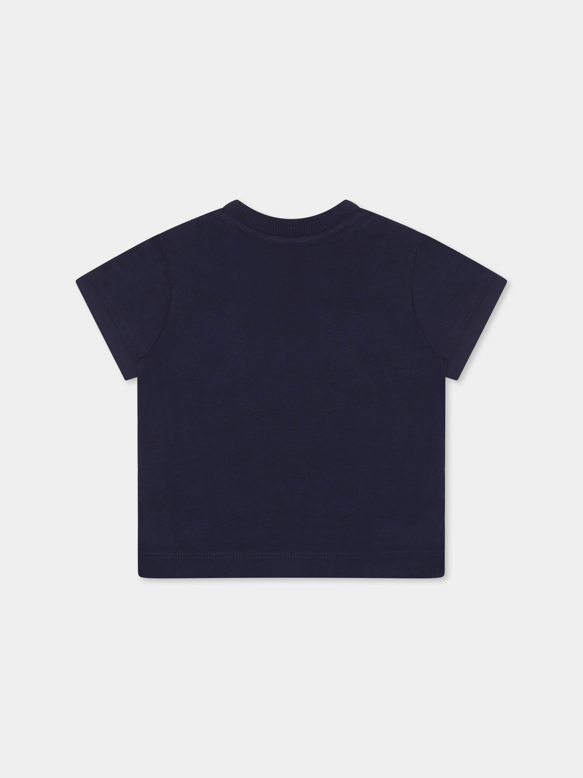 T-shirt blu per neonato con tre Teddy Bears,Moschino Kids,MUM04A LAA03 40016