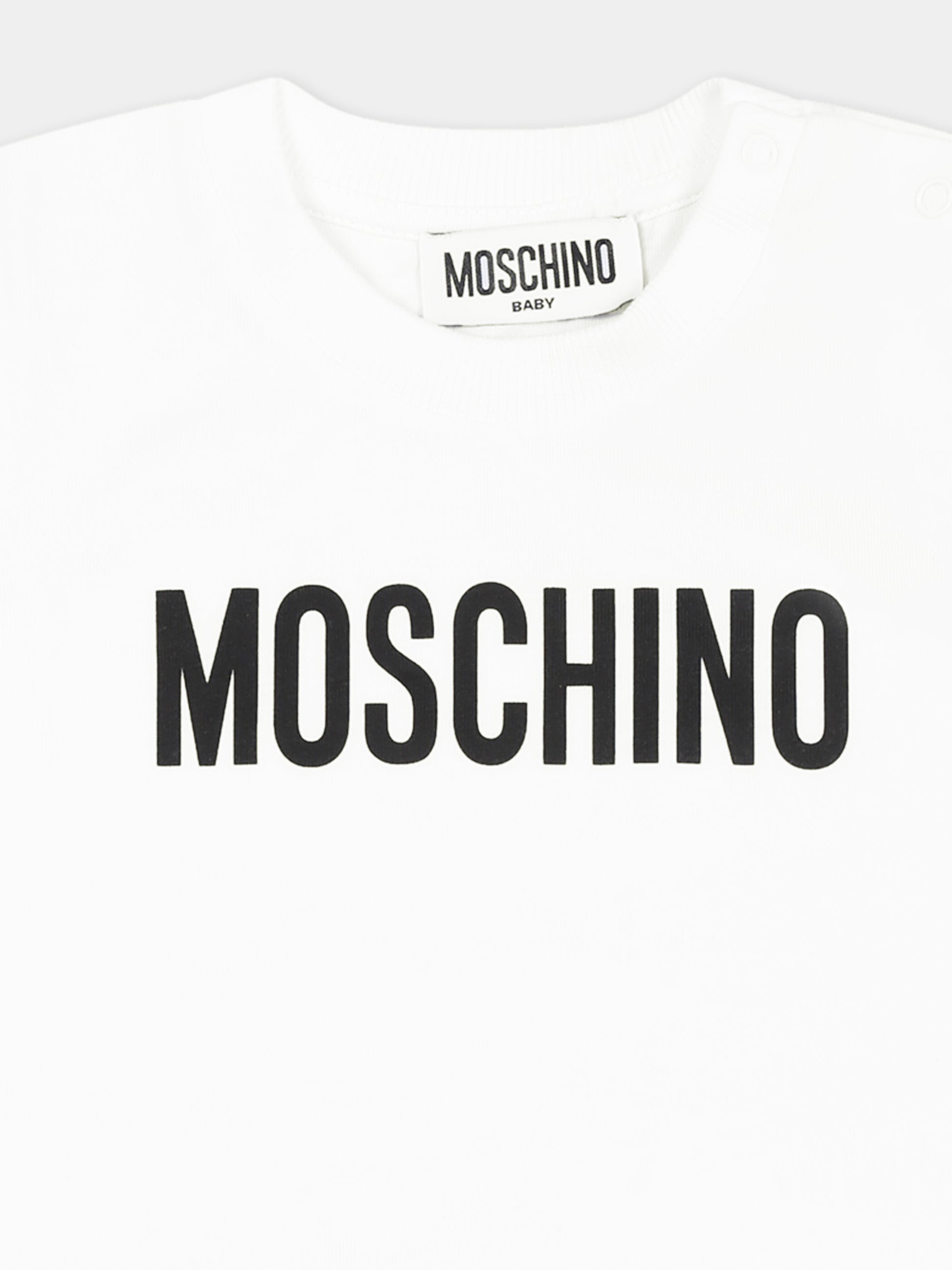 T-shirt bianca per neonati con logo,Moschino Kids,MUM04F LAA02 10101