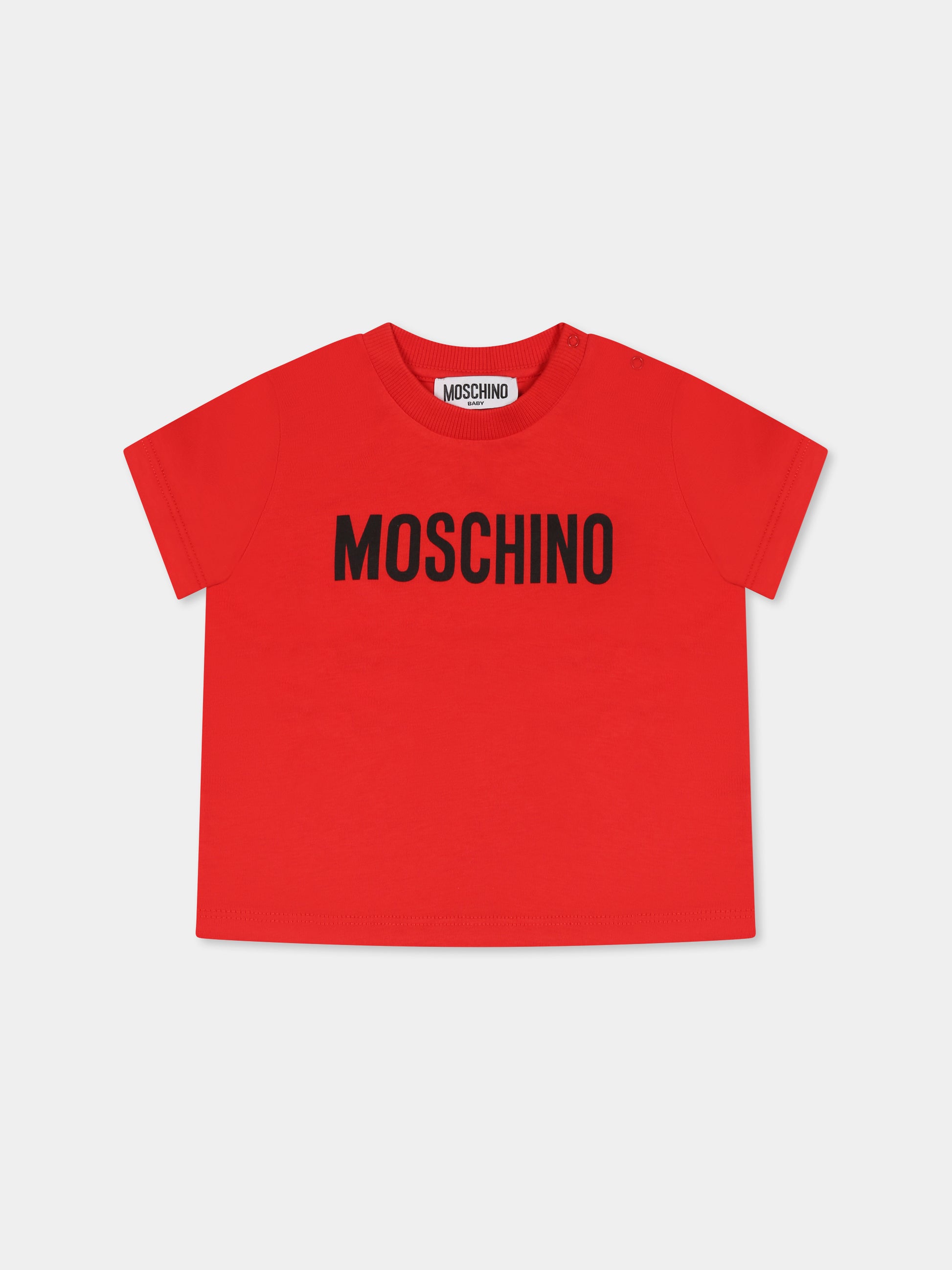 T-shirt rossa per neonati con logo,Moschino Kids,MUM04F LAA02 50109