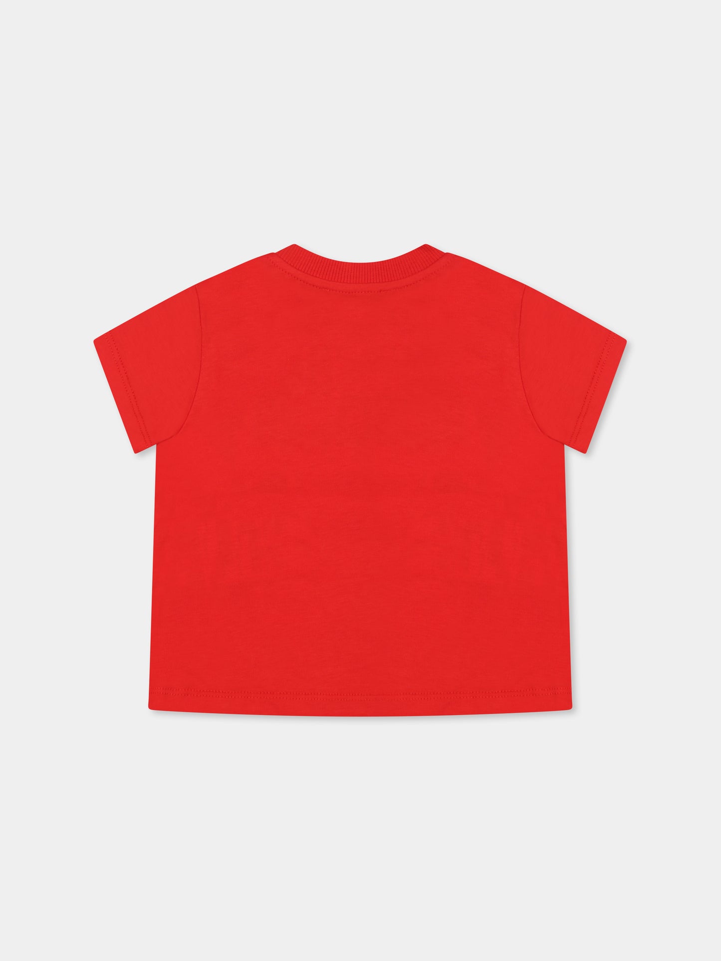 T-shirt rossa per neonati con logo,Moschino Kids,MUM04F LAA02 50109
