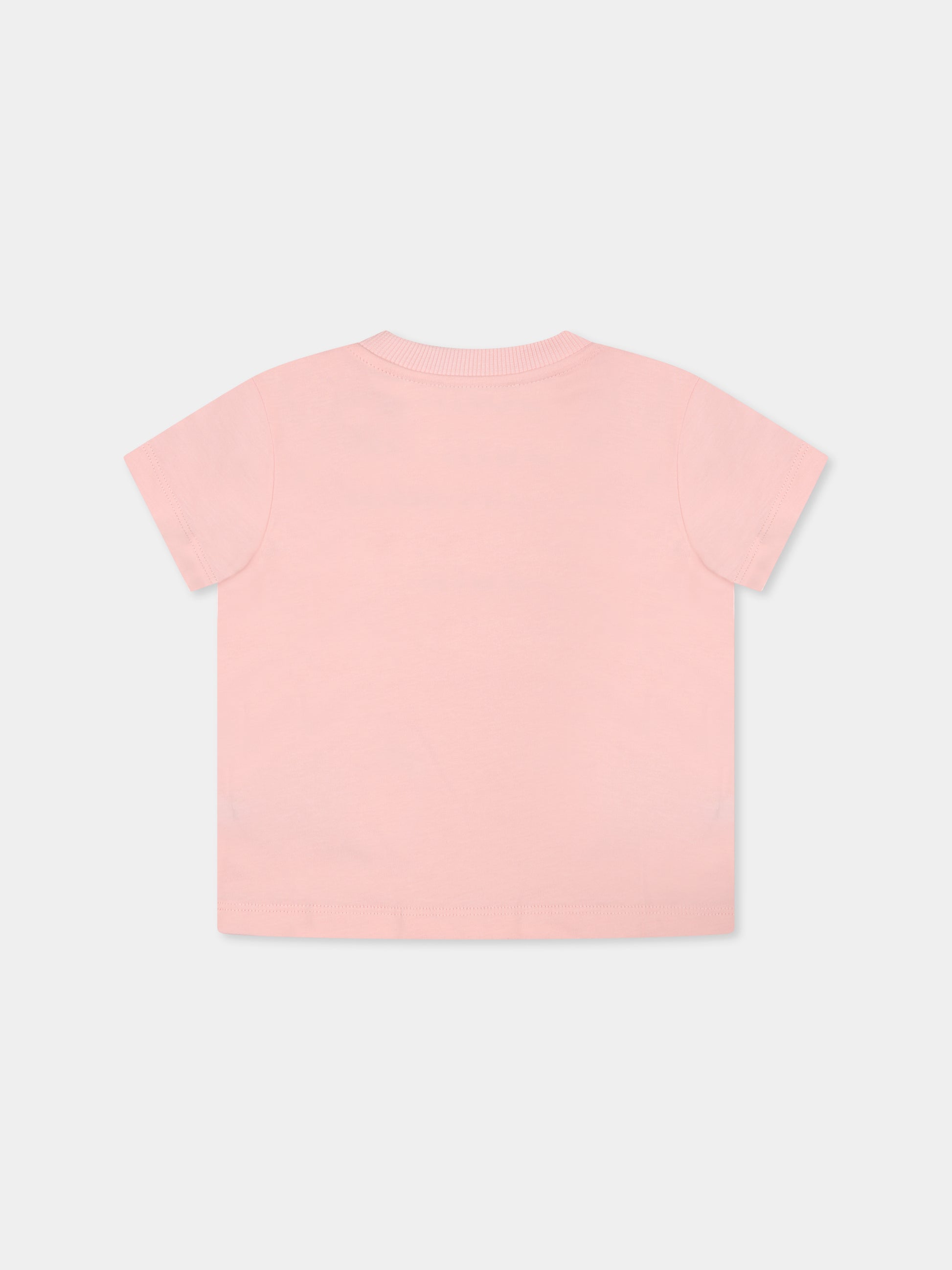 T-shirt rosa per neonata con logo,Moschino Kids,MUM04F LAA02 50209