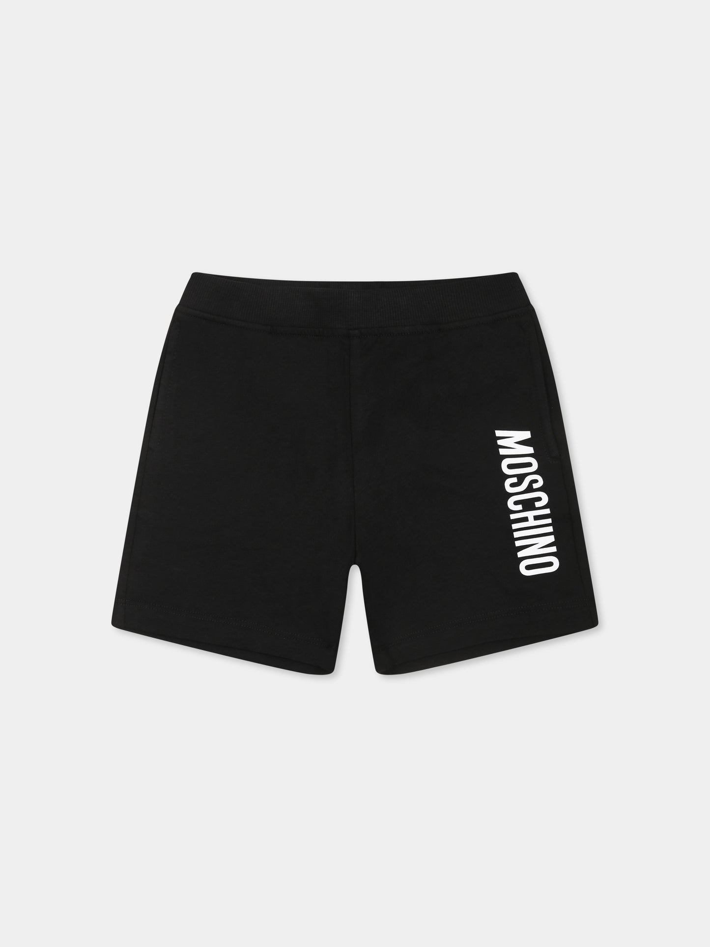 Shorts neri per bambino con logo,Moschino Kids,MUQ01L LAA23 60100