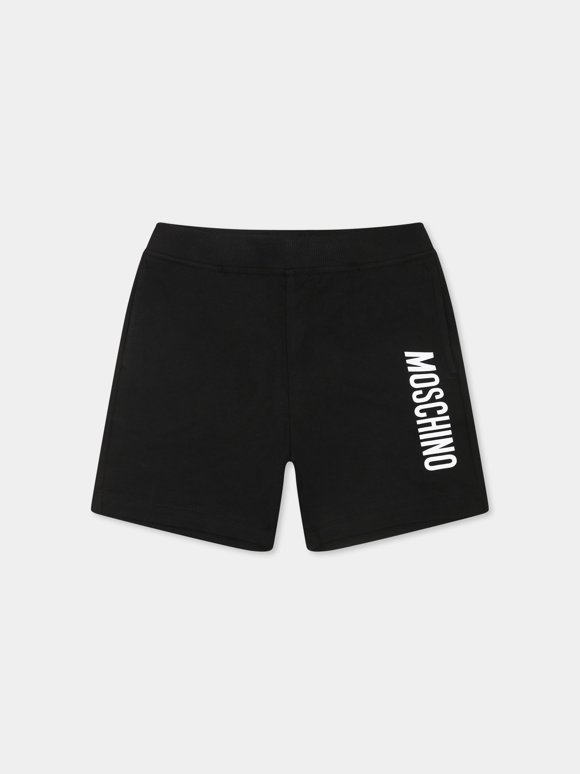 Shorts neri per bambino con logo,Moschino Kids,MUQ01L LAA23 60100