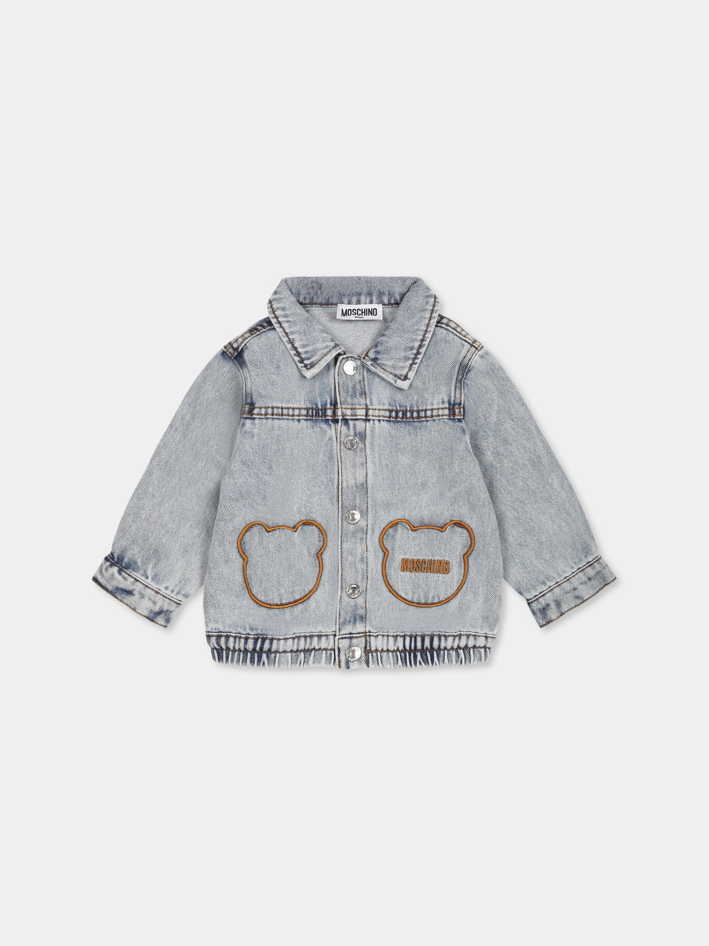 Giubbotto di jeans denim per neonati con logo,Moschino Kids,MUS02U L0E08 40186