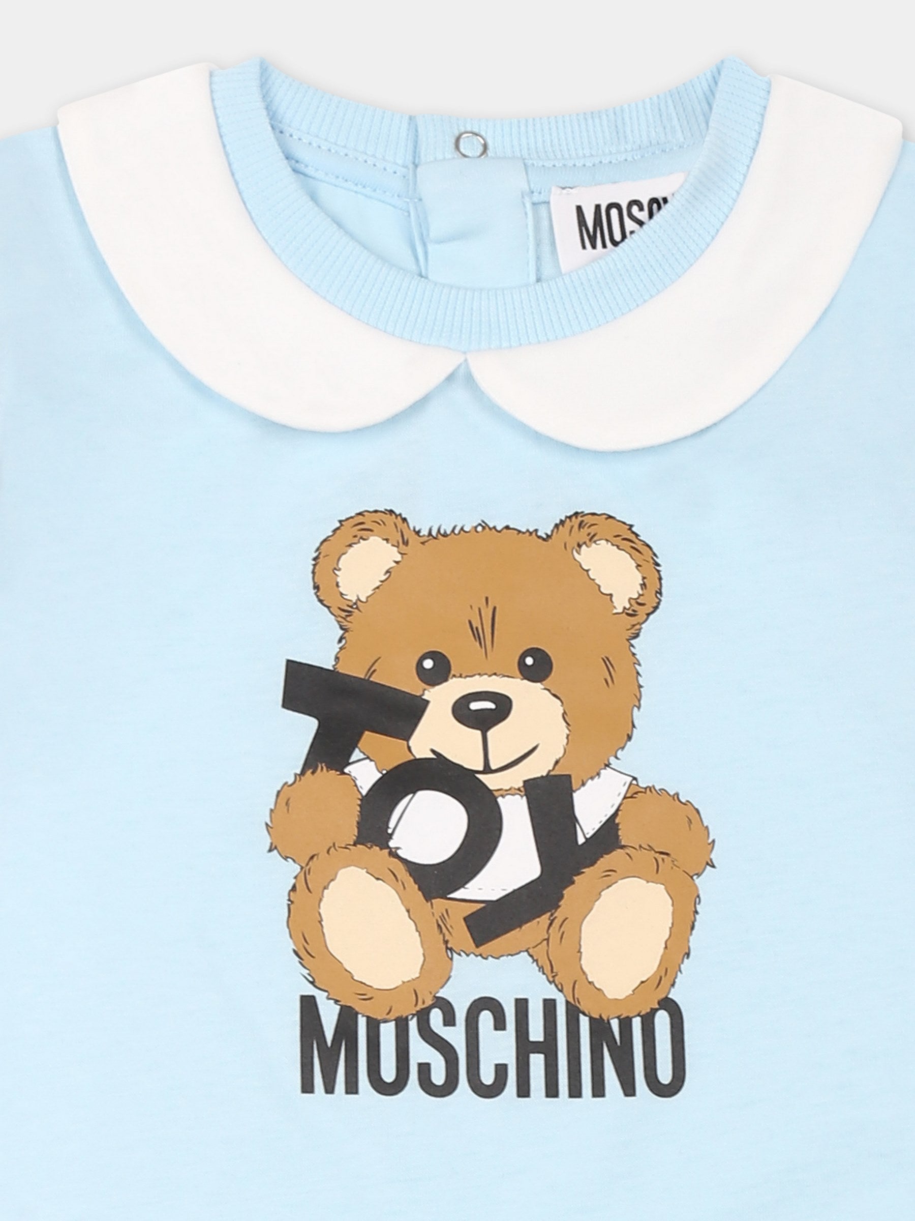 Pagliaccetto celeste per neonato con Teddy Bear,Moschino Kids,MUT049 LAA03 40304