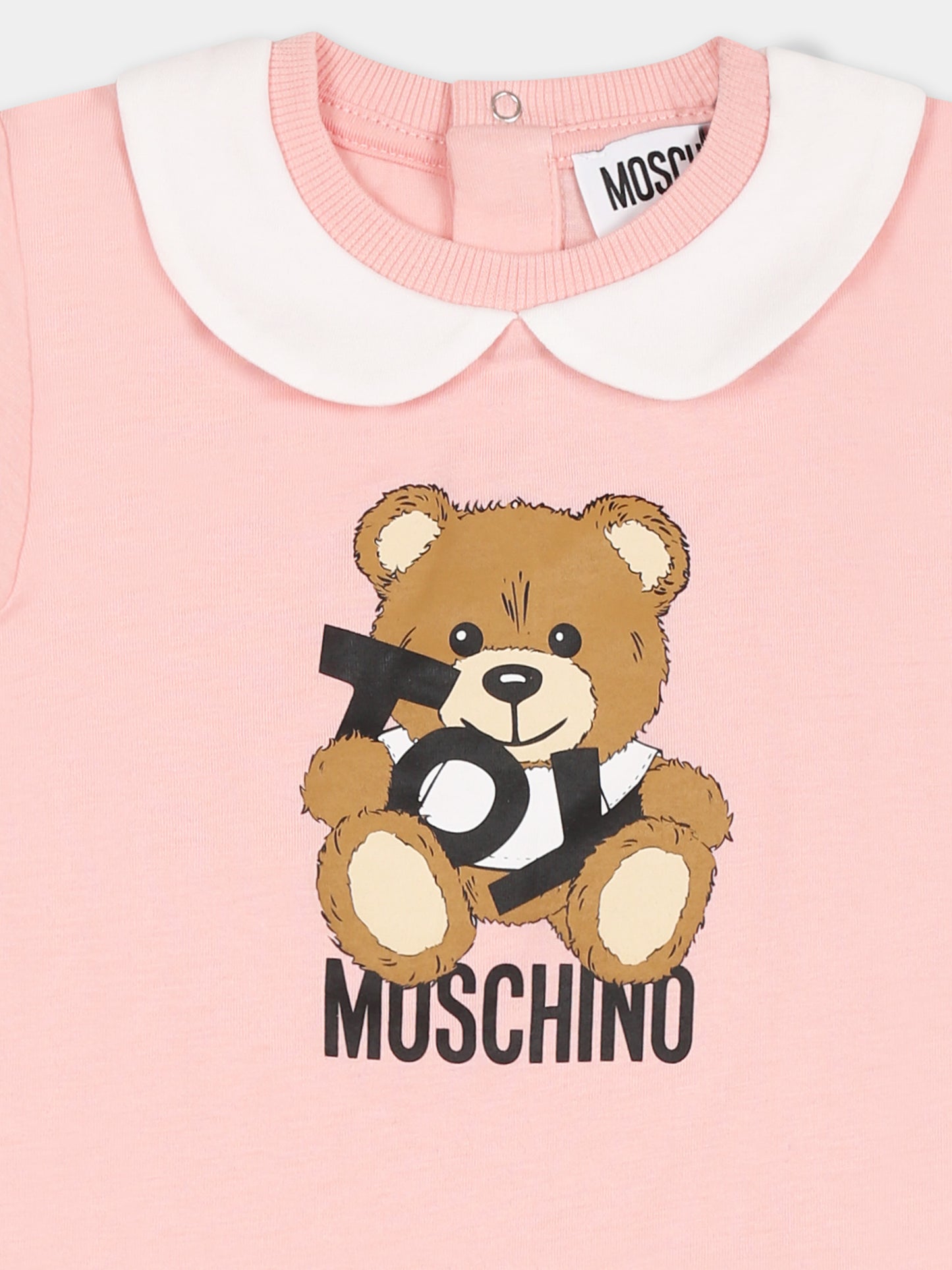 Pink romper for baby girl with Teddy Bear