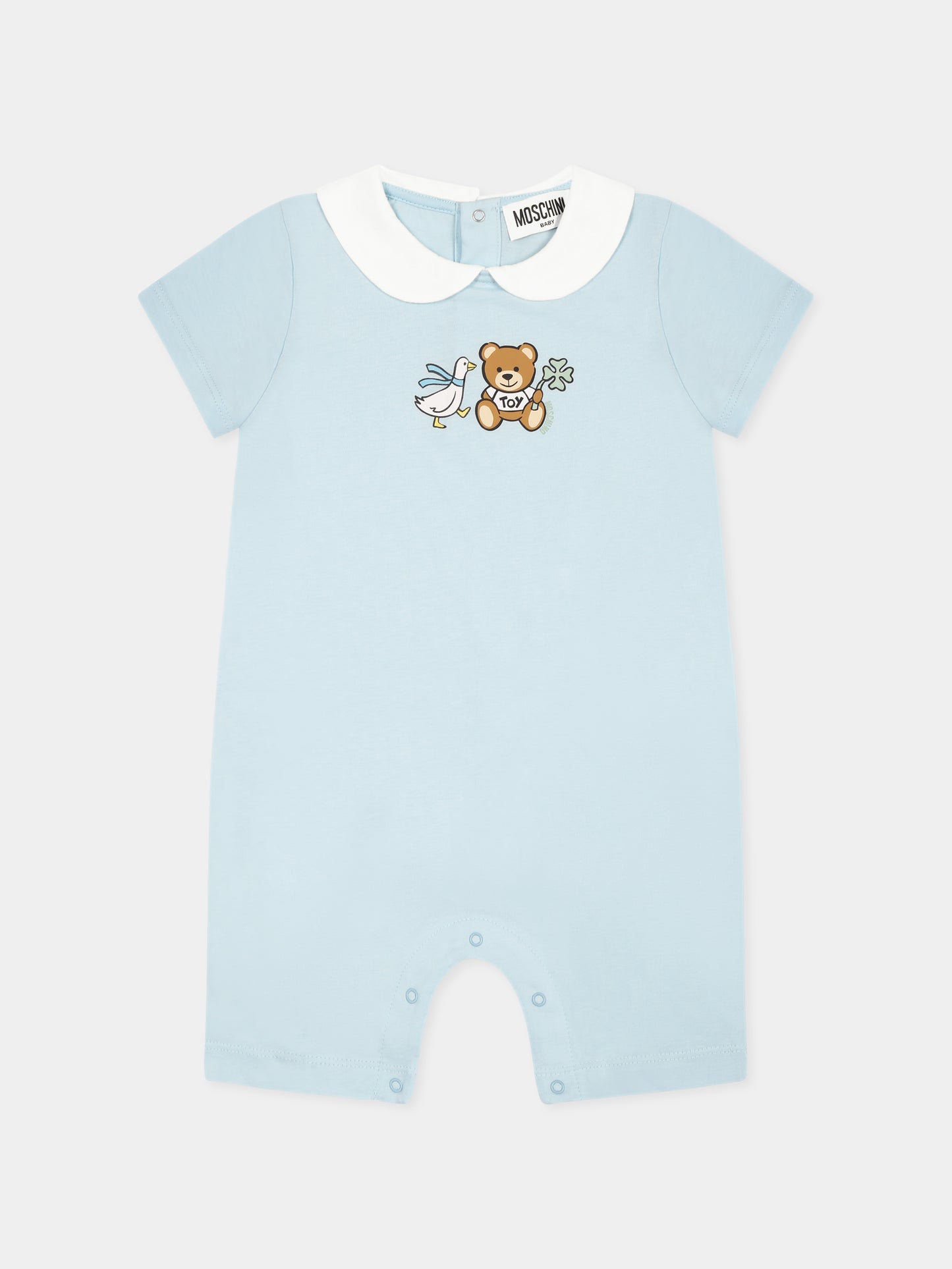 Light blue romper for baby boy with Teddy Bear