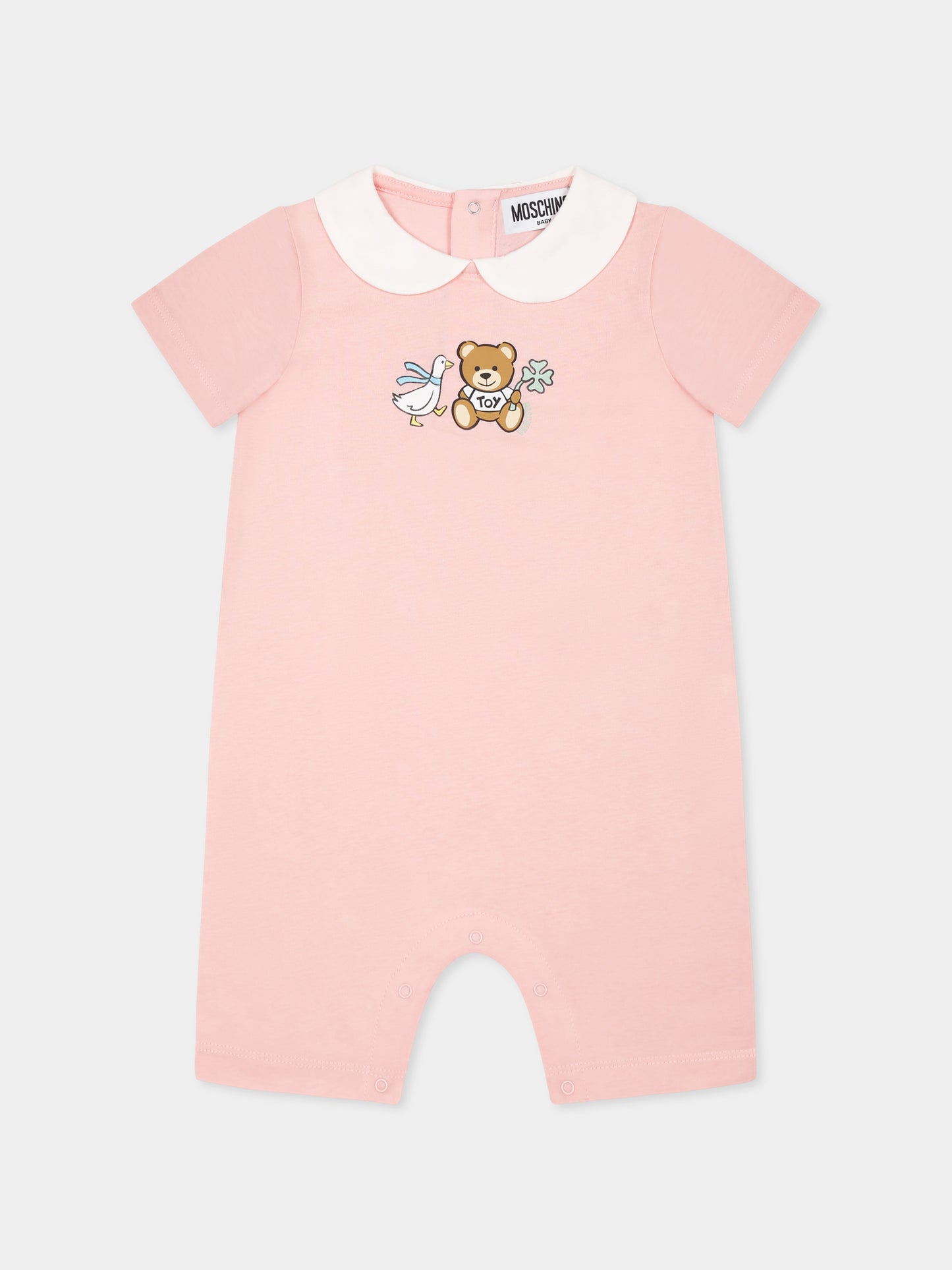 Pink romper for baby girl with Teddy Bear