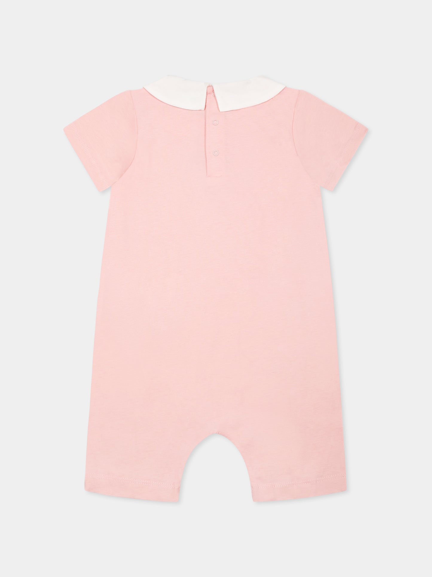Pink romper for baby girl with Teddy Bear