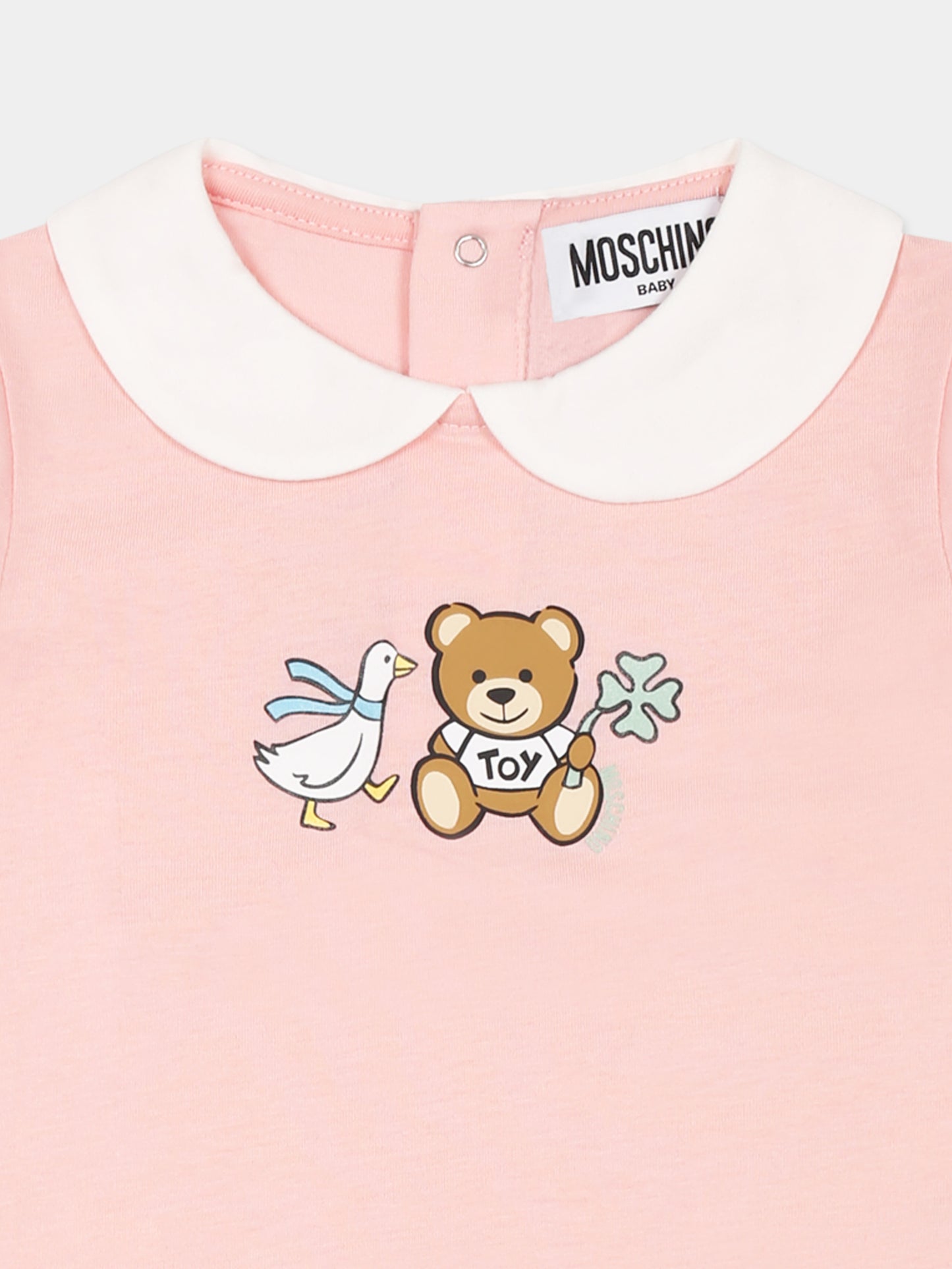 Pink romper for baby girl with Teddy Bear