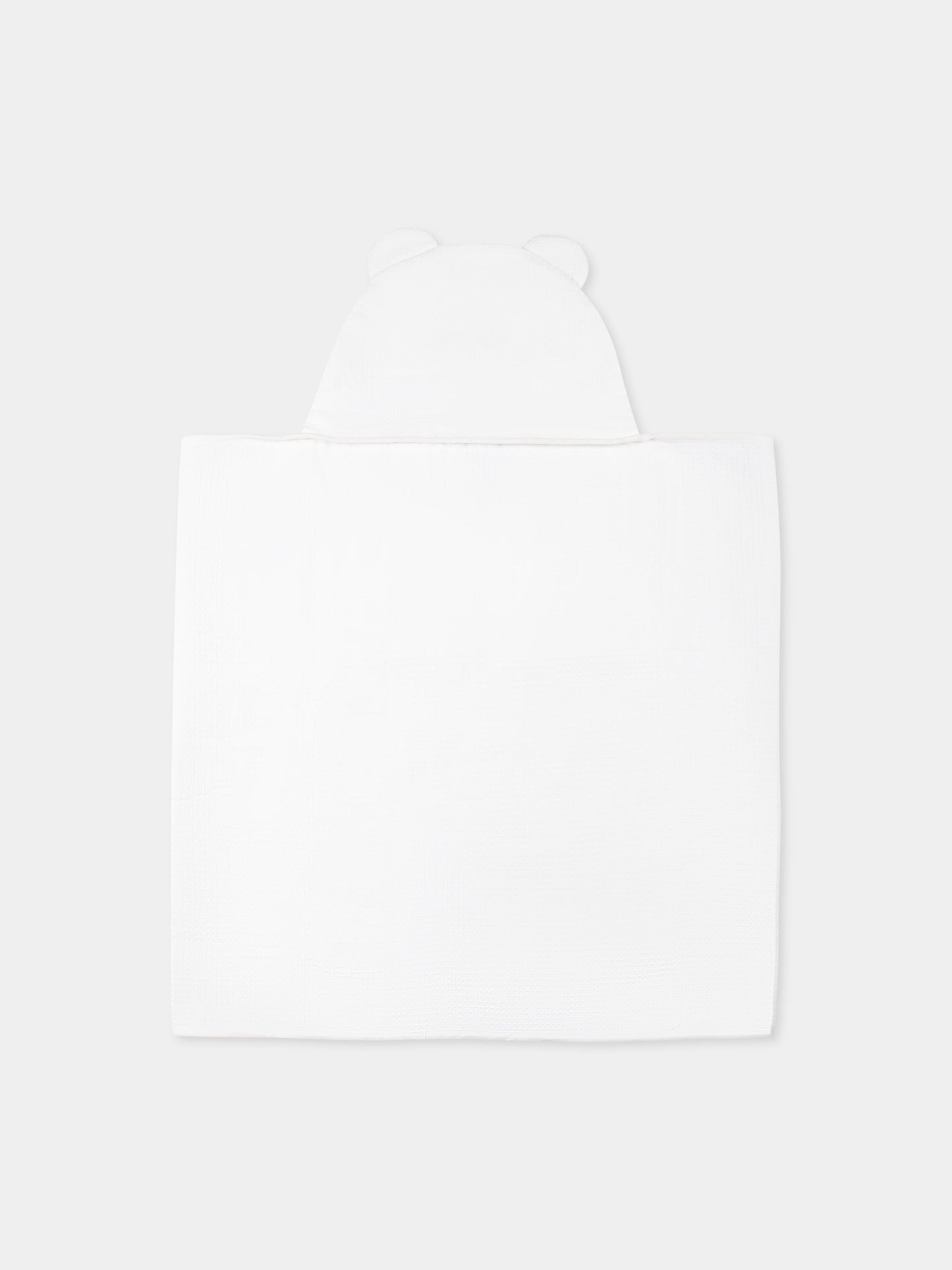 Accappatoio bianco per neonati con logo beige,Moschino Kids,MUX058 LGA22 10101