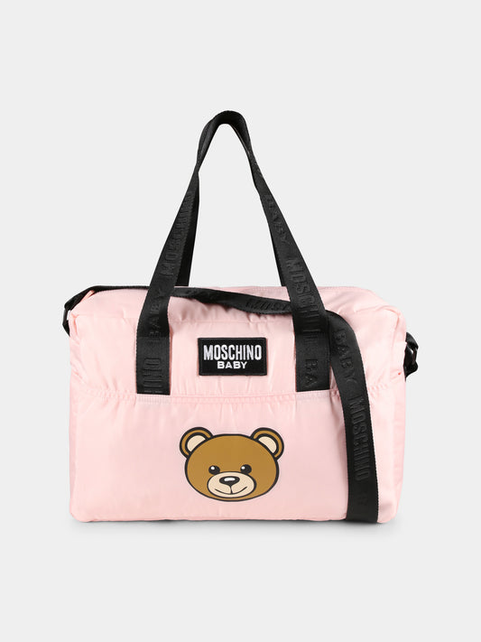 Borsa mamma rosa per neonata con Teddy Bear,Moschino Kids,MUX05C L3A89 50209