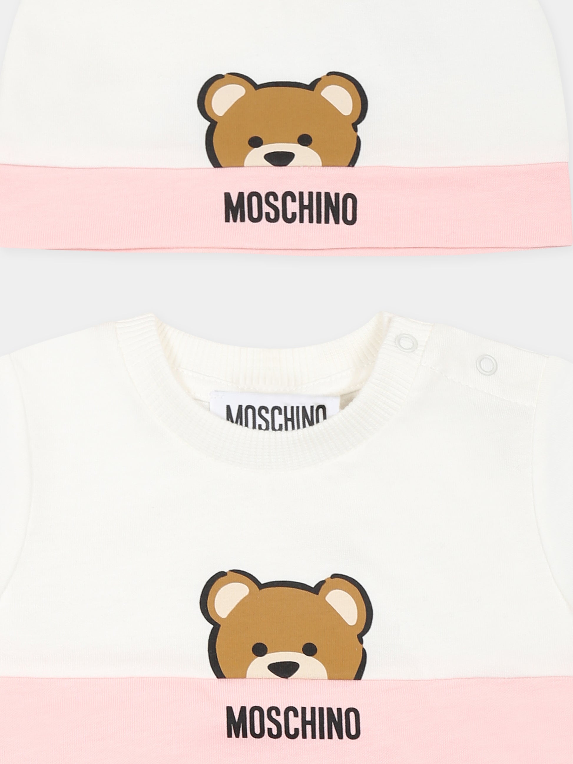 Set pagliaccetto rosa per neonata con Teddy Bear,Moschino Kids,MUY07E LAA27 50209