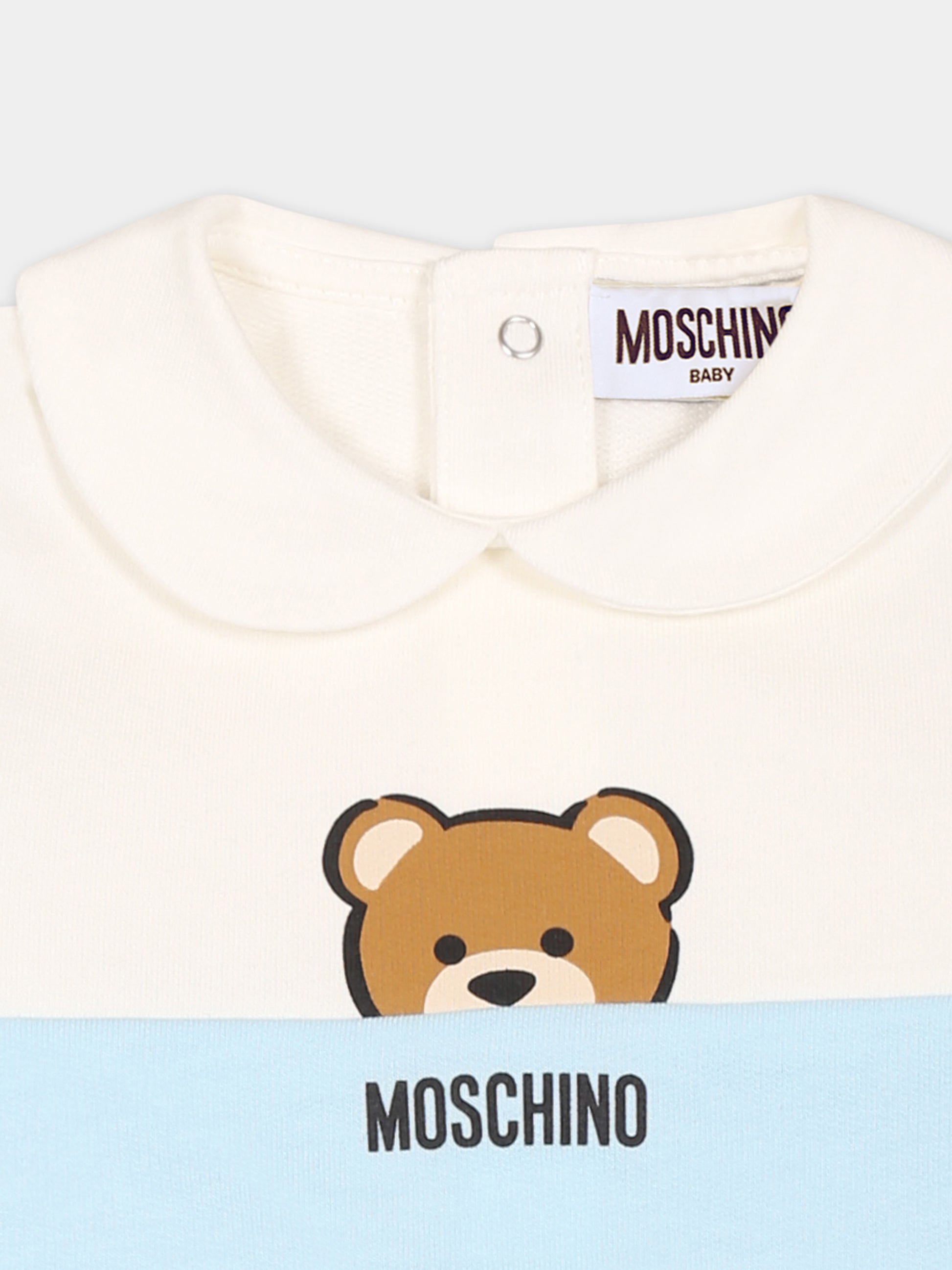 Tutina celeste per neonato con Teddy Bear,Moschino Kids,MUY07F LCA51 40304