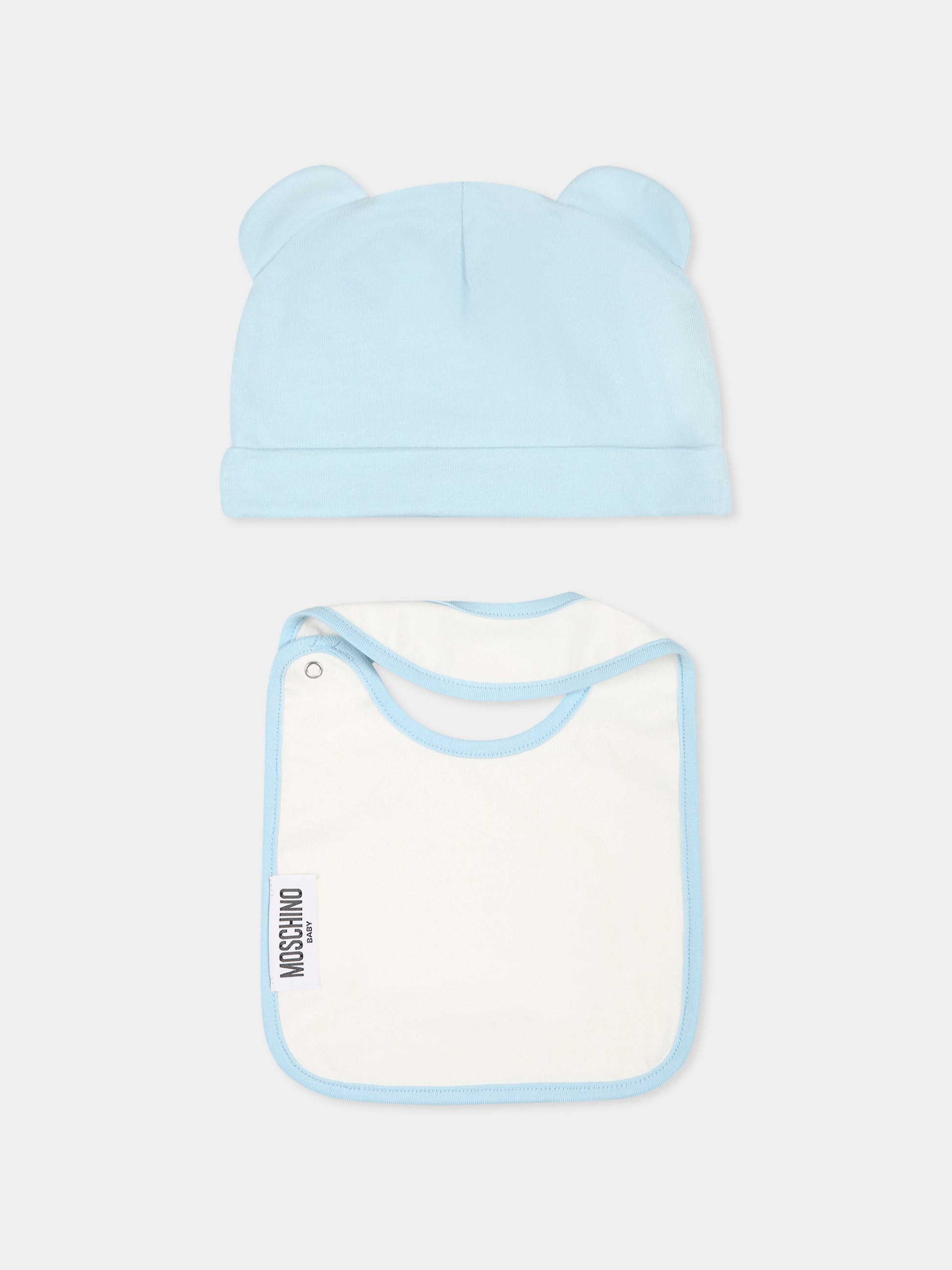 Set celeste per neonato con Teddy Bear beige,Moschino Kids,MUY07M LAA23 40304