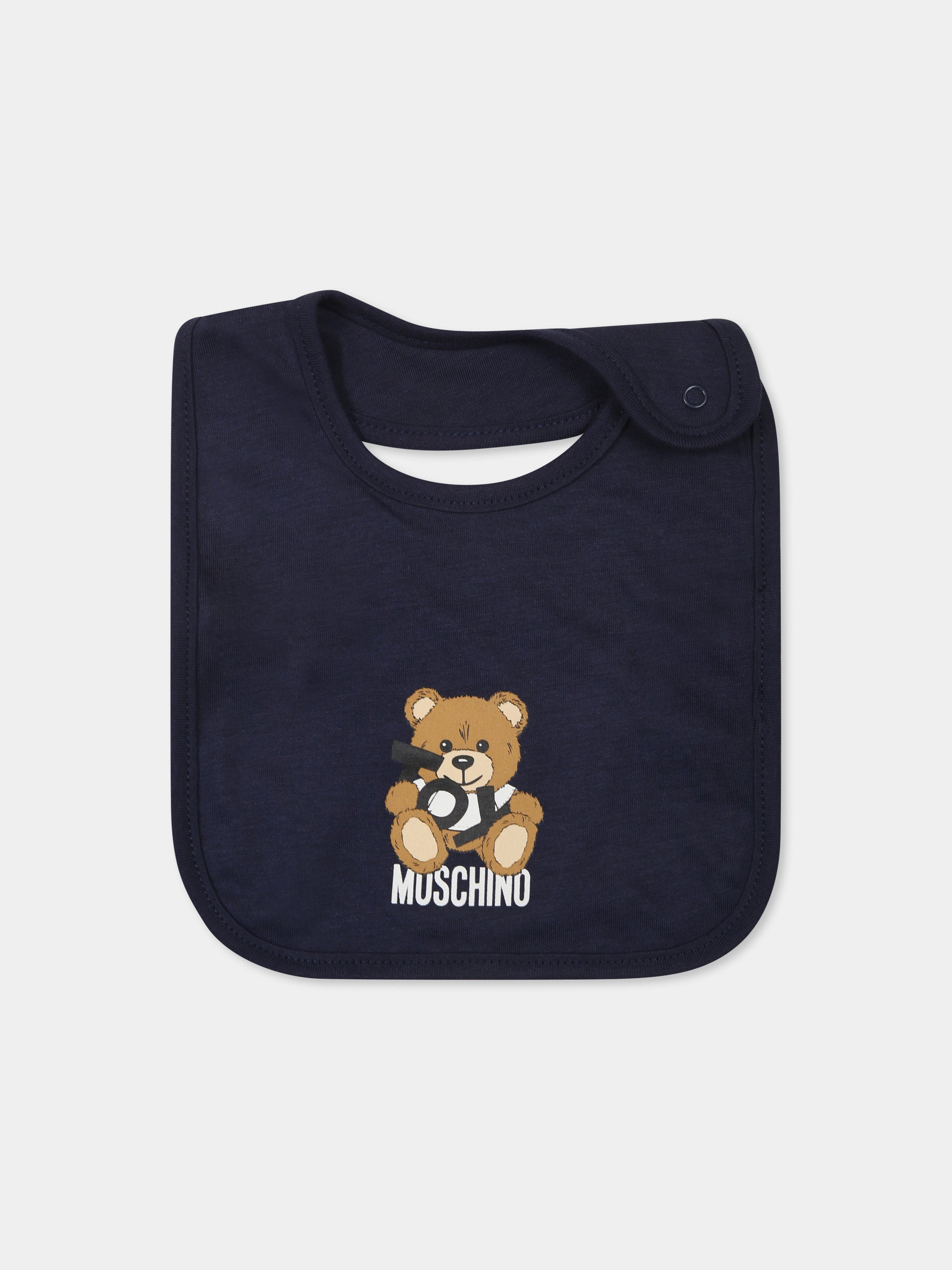 Set accessori blu per neonati con Teddy Bear,Moschino Kids,MUY081 LCA19 40016