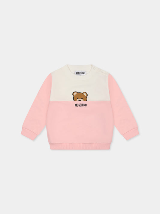 Pink sweatshirt for baby girl with Teddy Bear