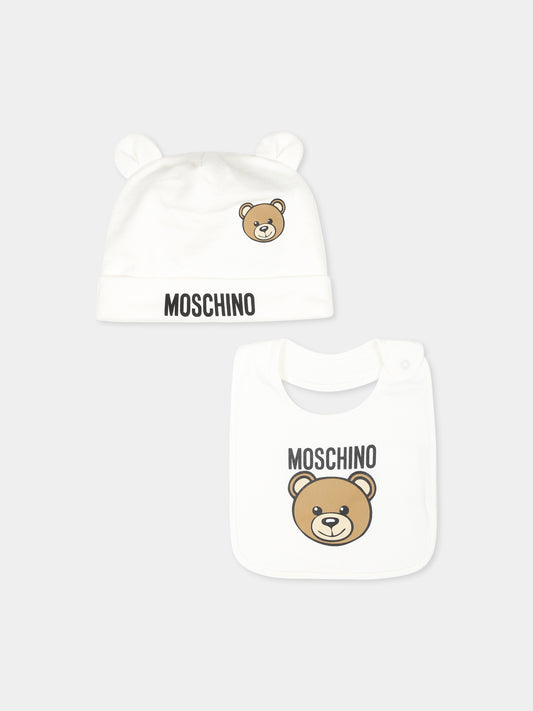 Set accessori avorio per neonati con Teddy Bear,Moschino Kids,MUY084 LCA19 10063