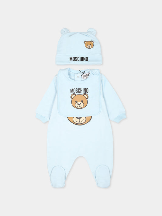 Set tutina celeste per neonato con Teddy Bear,Moschino Kids,MUY085 LCA19 40304