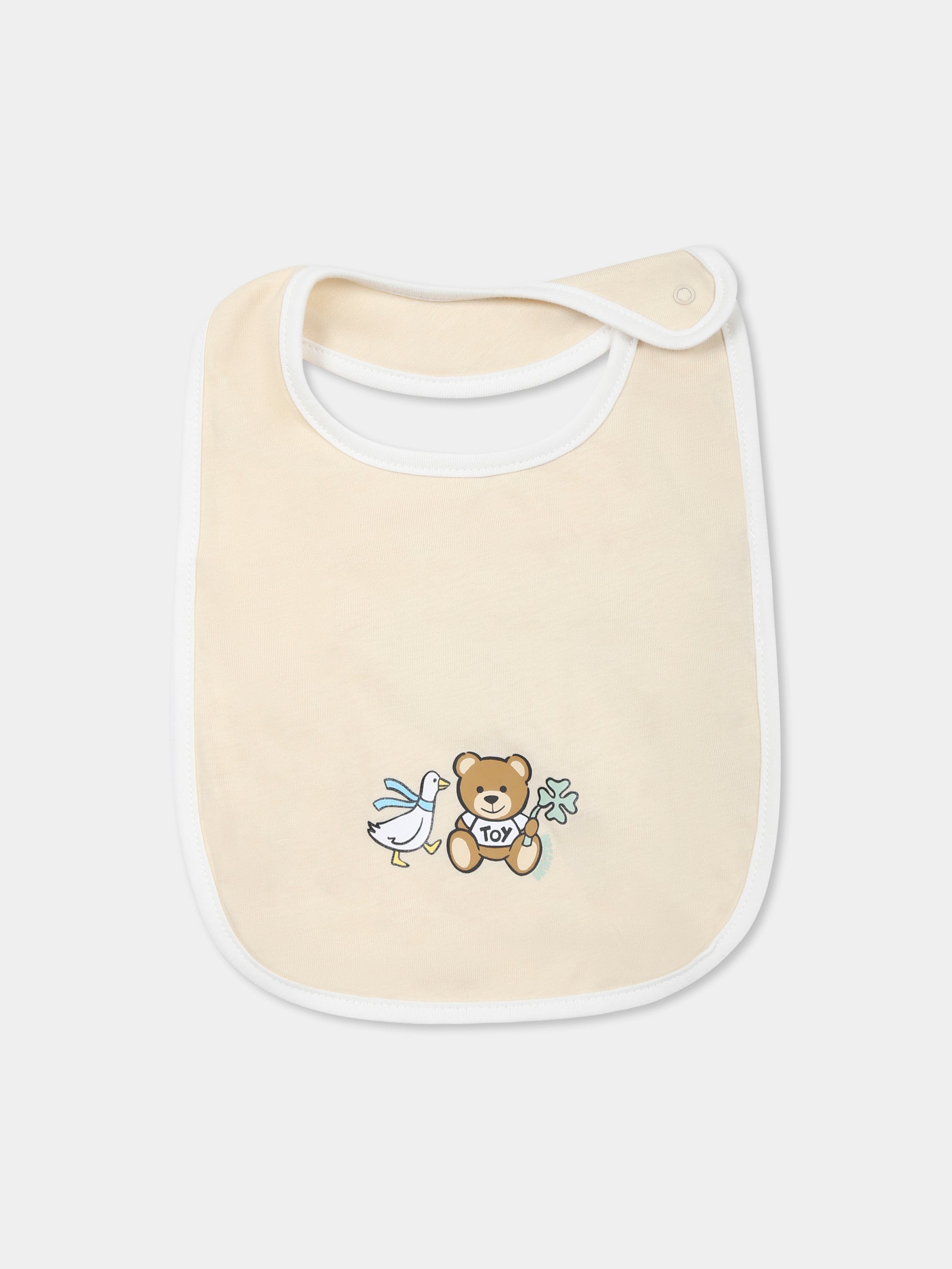 Set bavaglini beige per neonati con Teddy Bear,Moschino Kids,MUY087 LAA03 20404