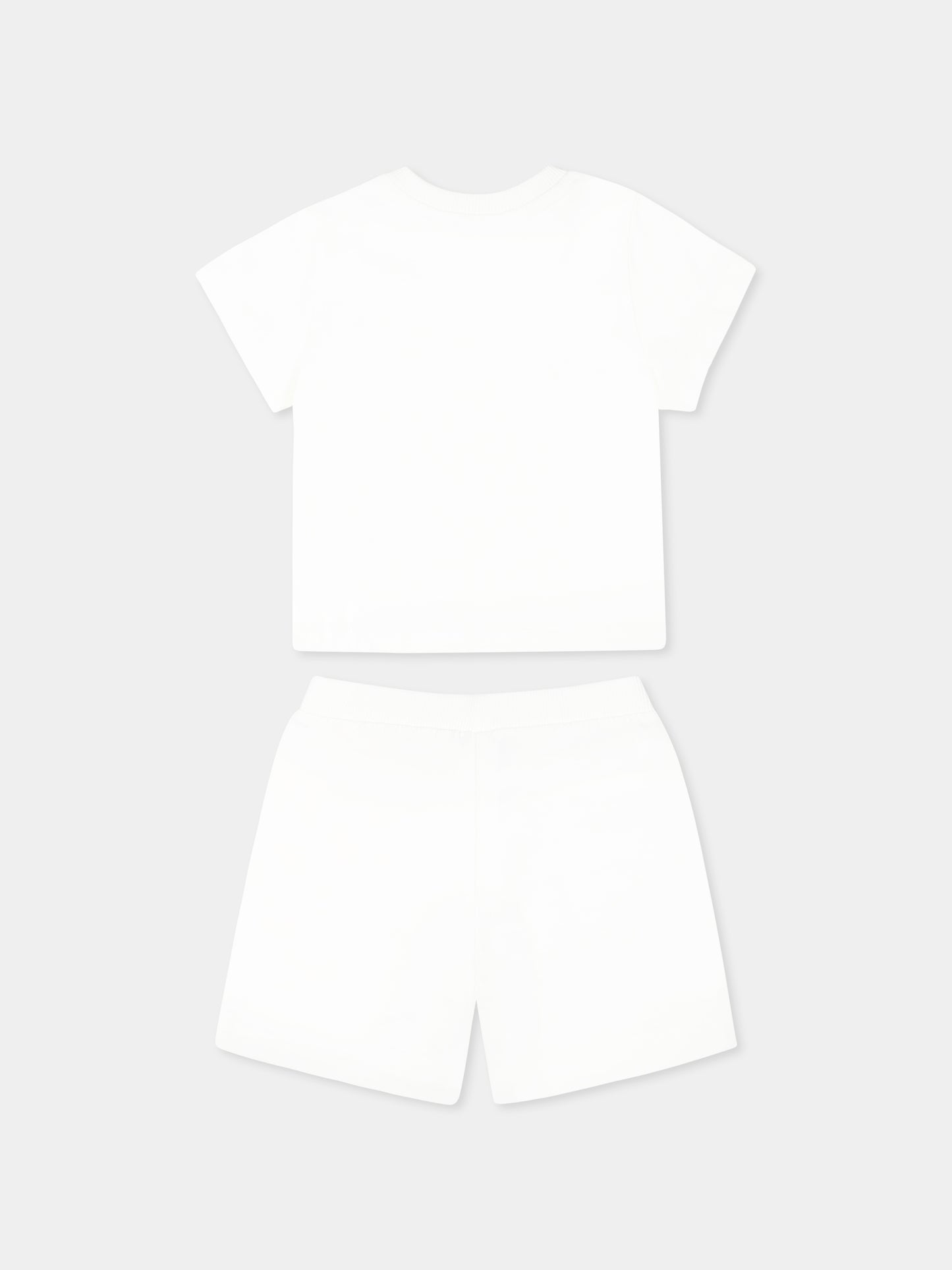 Completo bianco per neonata con Teddy Bear e logo,Moschino Kids,MVG00M LAA02 10063