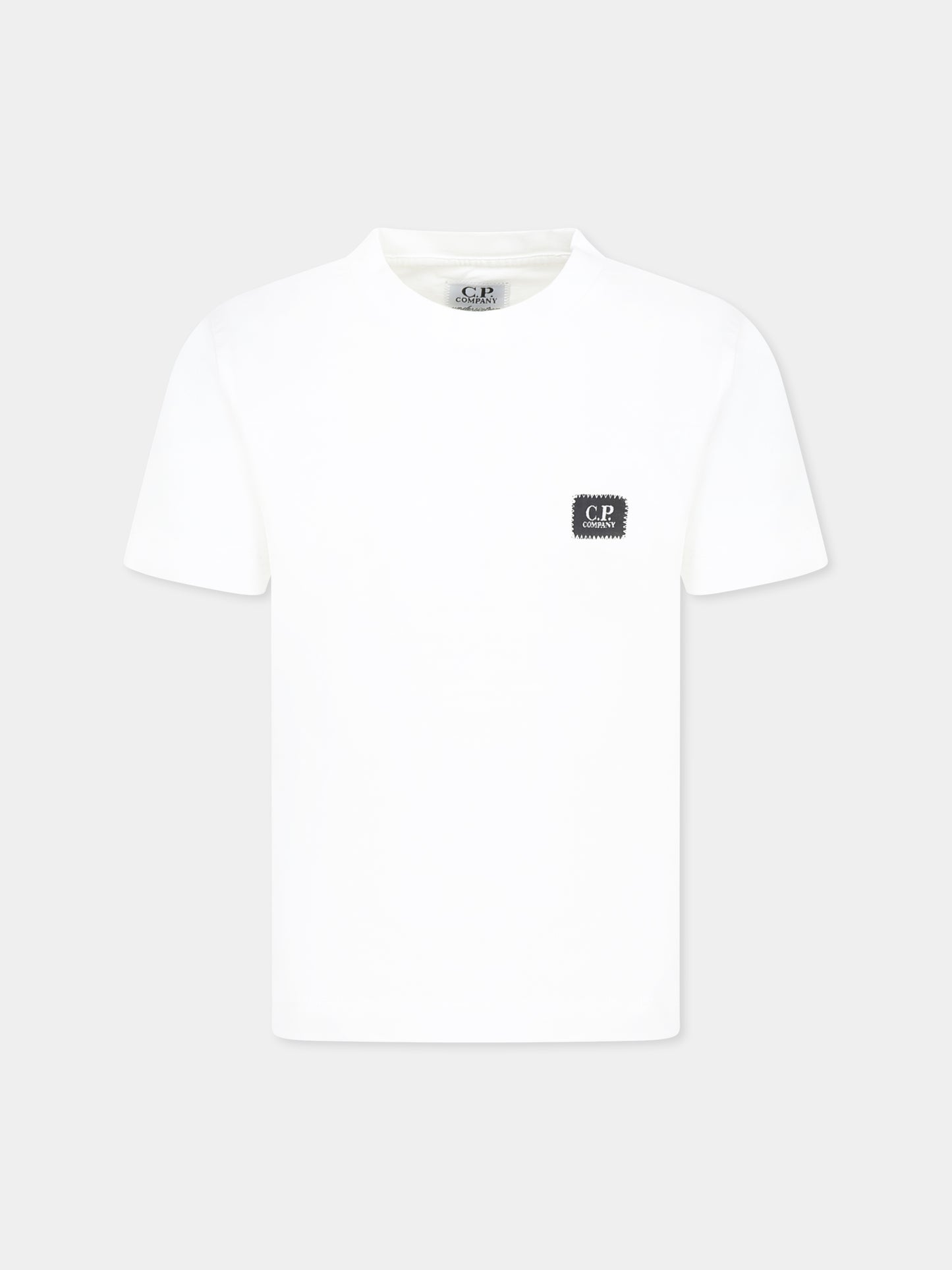 T-shirt bianca per bambino con logo,C. P. Company,C6M008 LAA17 10135