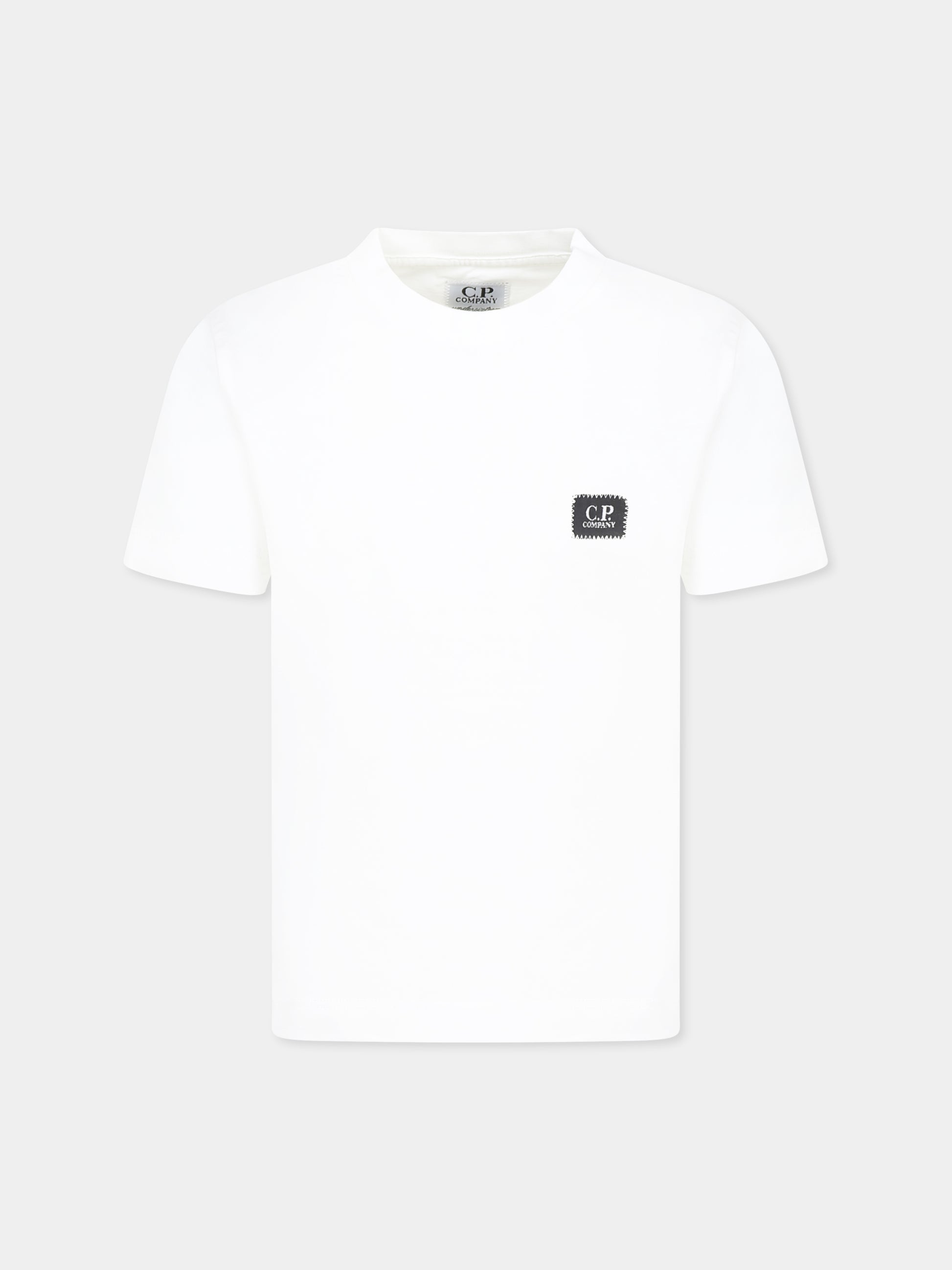 T-shirt bianca per bambino con logo,C. P. Company,C6M008 LAA17 10135