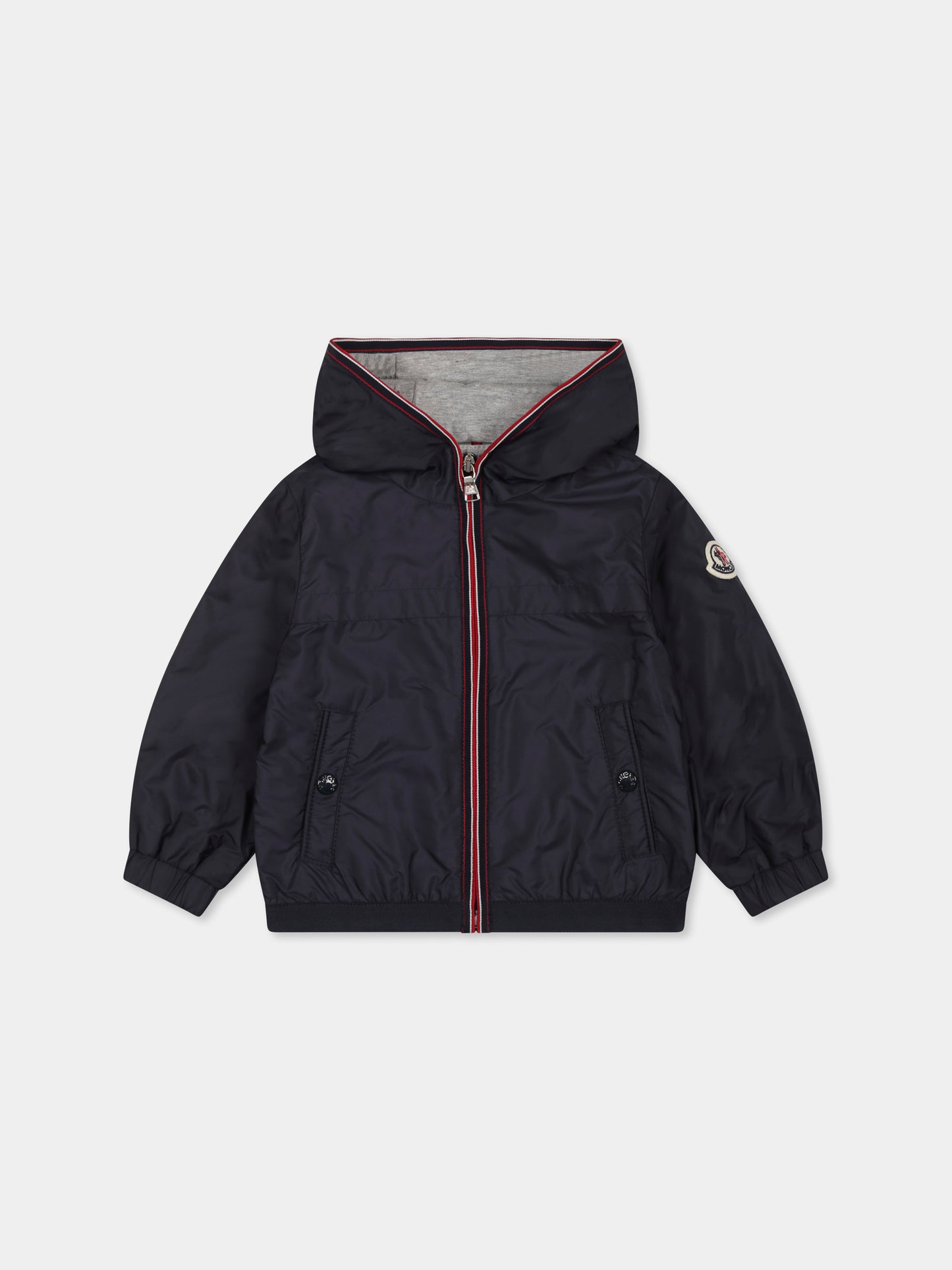 Giacca a vento Anton blu per neonato con logo,Moncler Kids,K1951 1A00022 53A5E 742