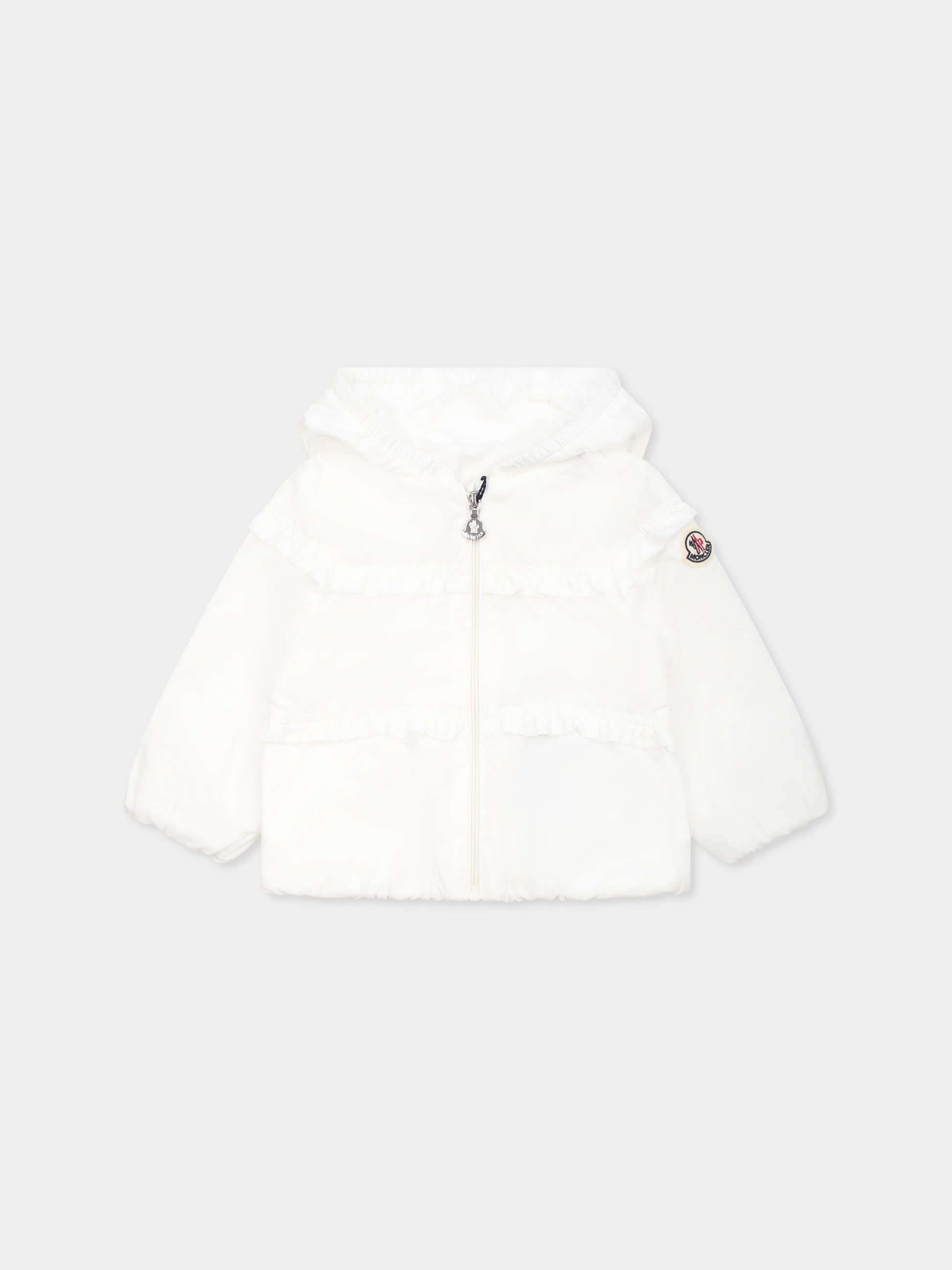 Giacca a vento Hiti bianca per neonata con logo,Moncler Kids,K1951 1A00042 53A5E 032