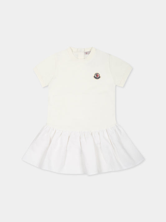 Vestito bianco per neonata con logo,Moncler Kids,K1951 8I00005 89AUM 034