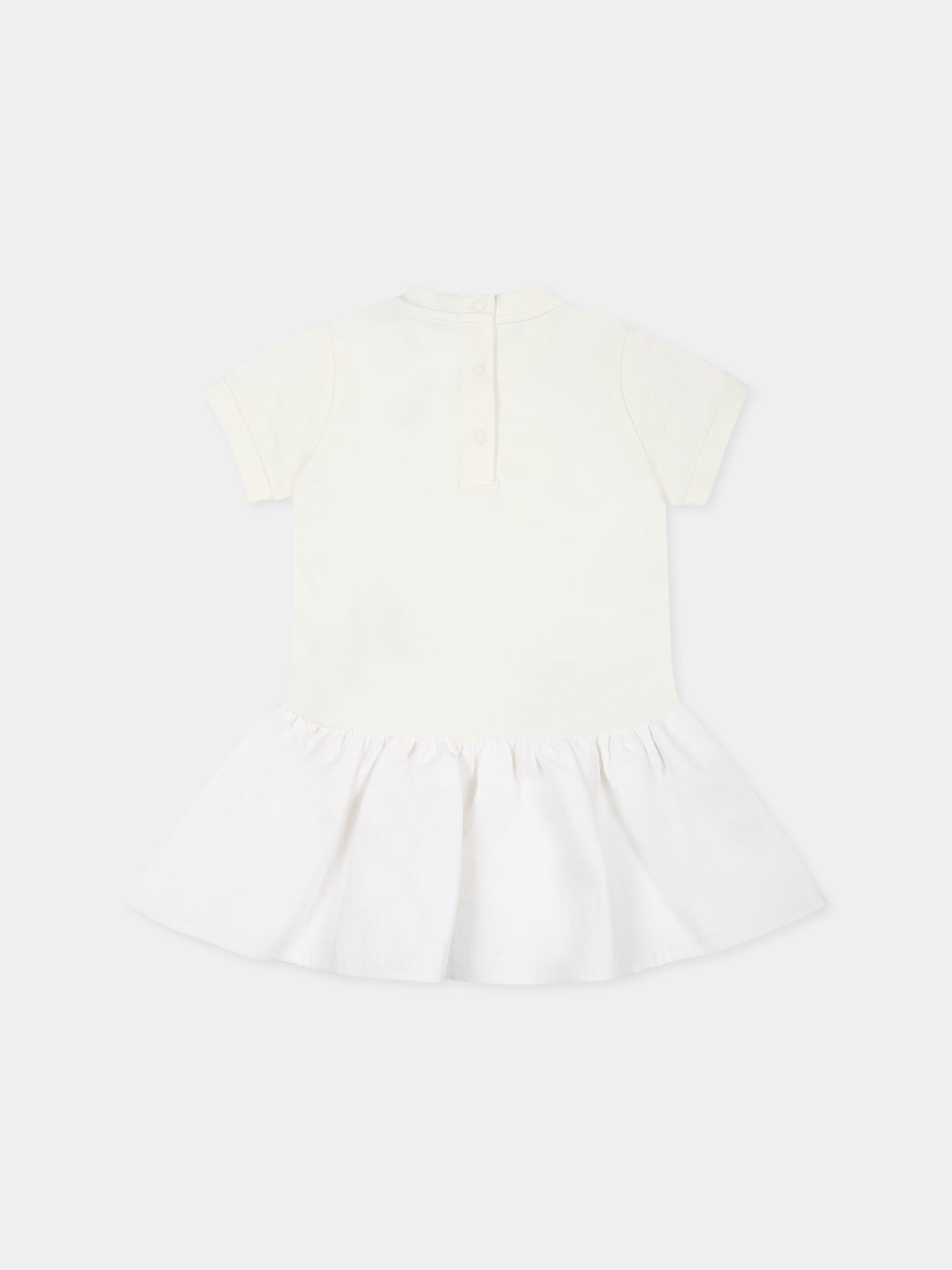 Vestito bianco per neonata con logo,Moncler Kids,K1951 8I00005 89AUM 034