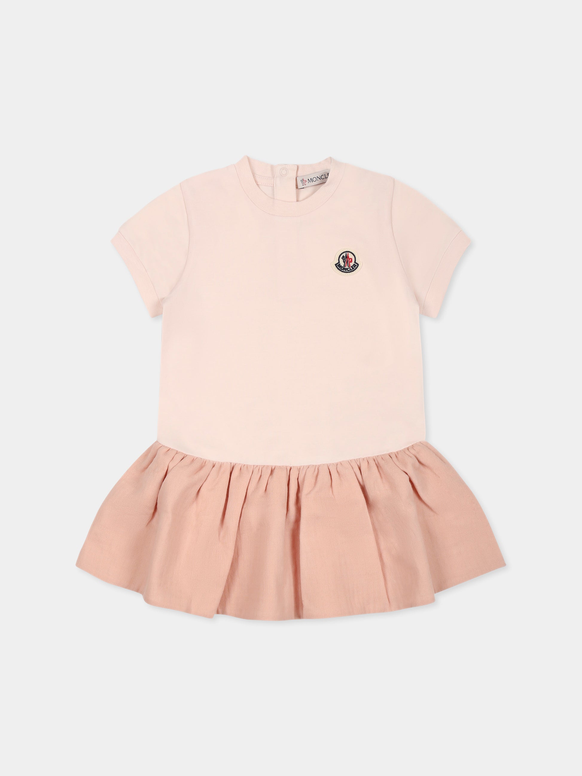 Vestito rosa per neonata con logo,Moncler Kids,K1951 8I00005 89AUM 529