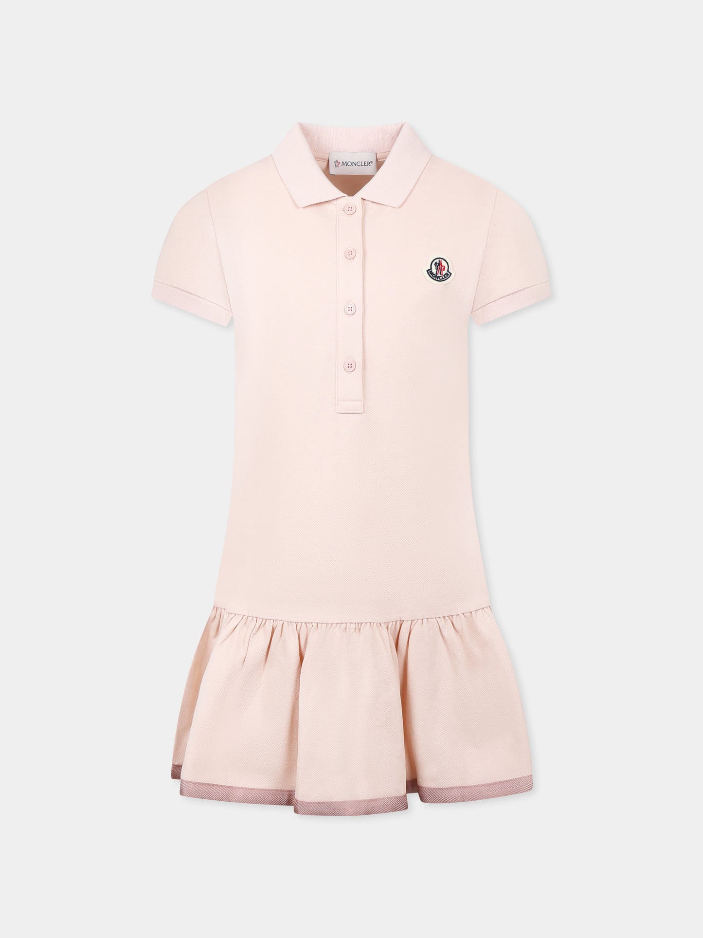 Pink dress for girl with logo