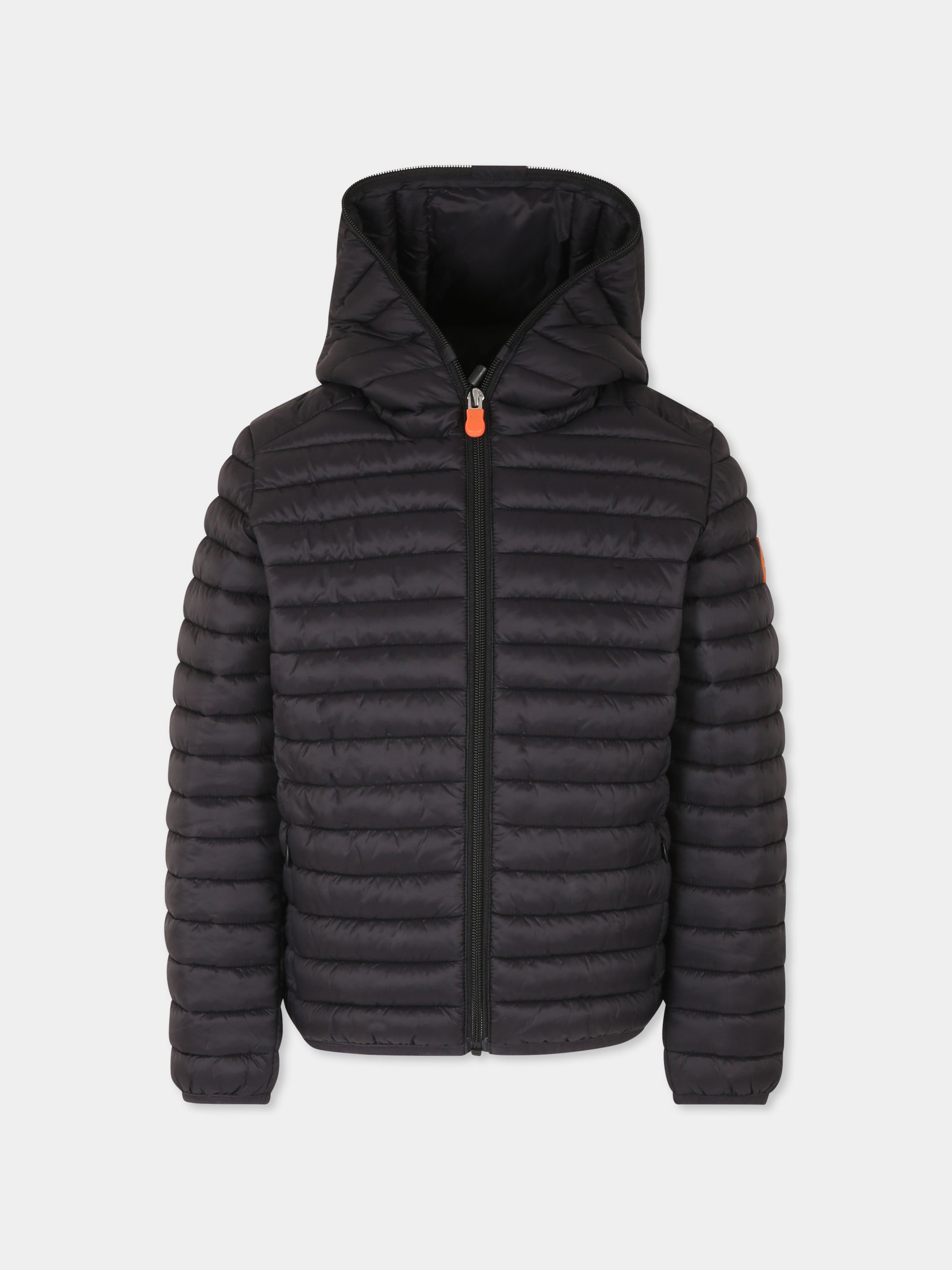 Piumino Huey nero per bambino con logo,Save The Duck Kids,J30650B GIGA20 10000