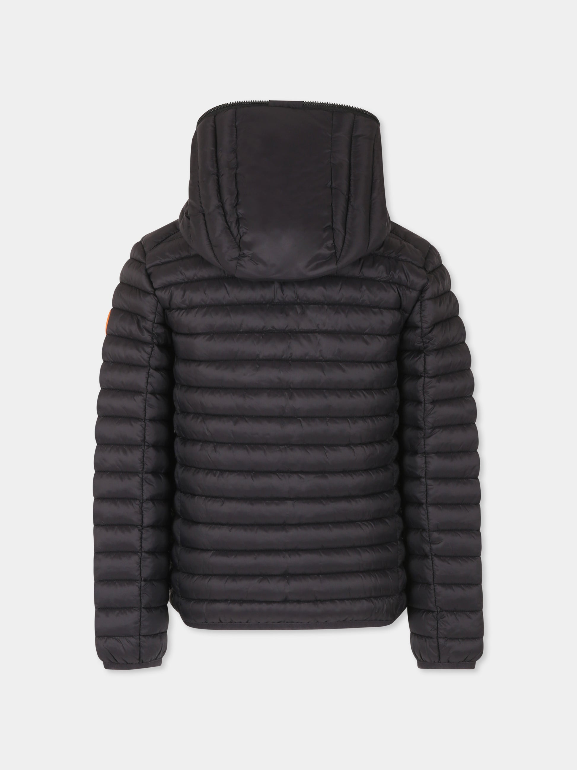 Piumino Huey nero per bambino con logo,Save The Duck Kids,J30650B GIGA20 10000