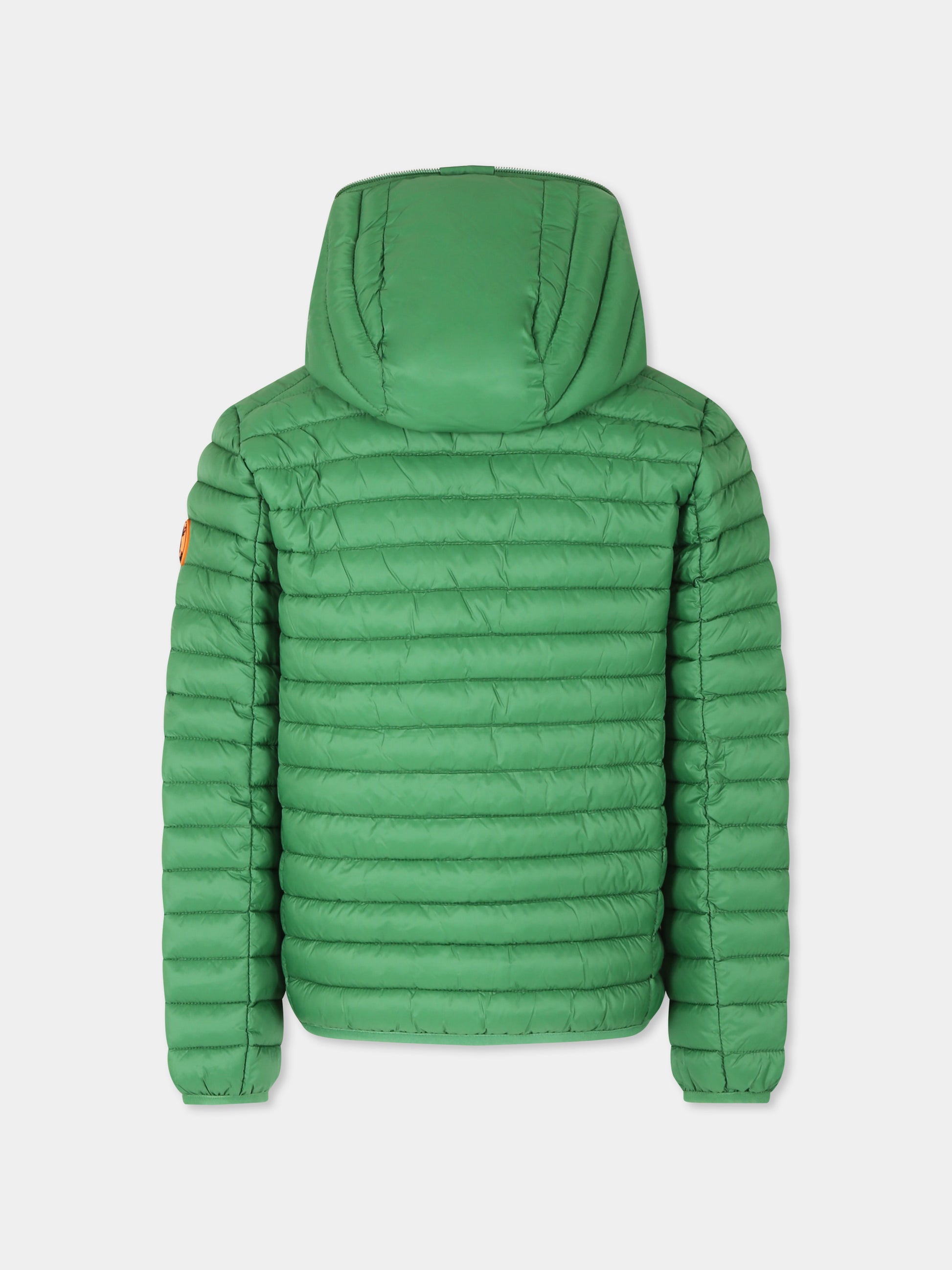 Piumino Huey verde per bambino con logo,Save The Duck Kids,J30650B GIGA20 50043