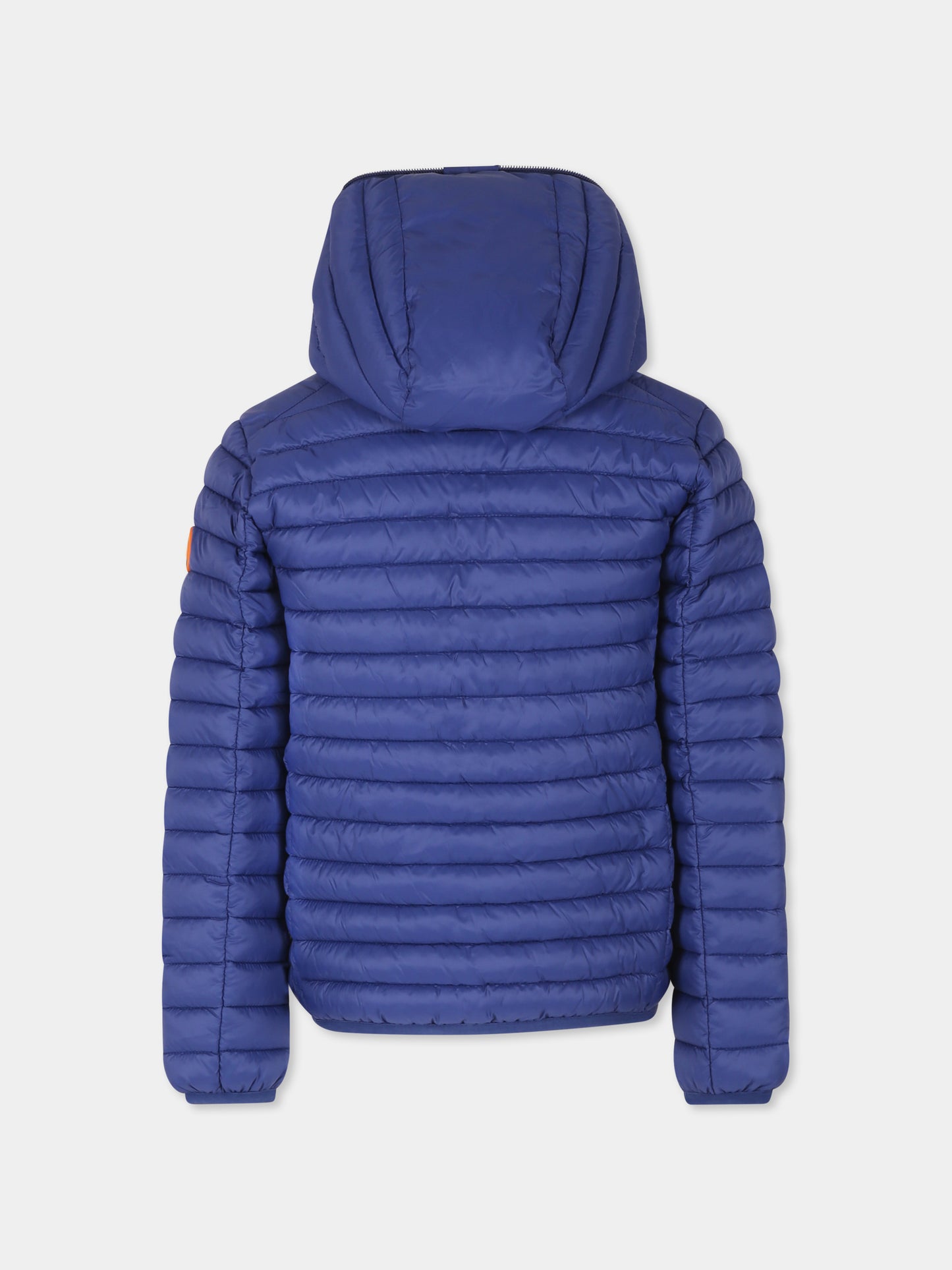 Piumino Huey blu per bambino con logo,Save The Duck Kids,J30650B GIGA20 90025