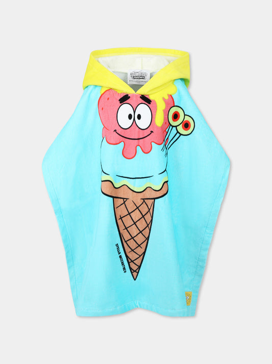 Accappatoio celeste per bambini con SpongeBob,Stella Mccartney Kids,TWCQ10 Z0163 60L