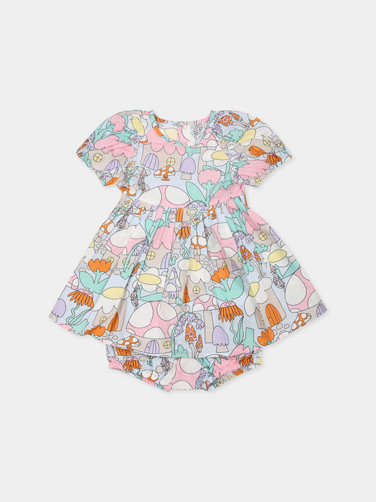 Vestito celeste per neonata con fiori,Stella Mccartney Kids,TW1041 Z2783 652MC