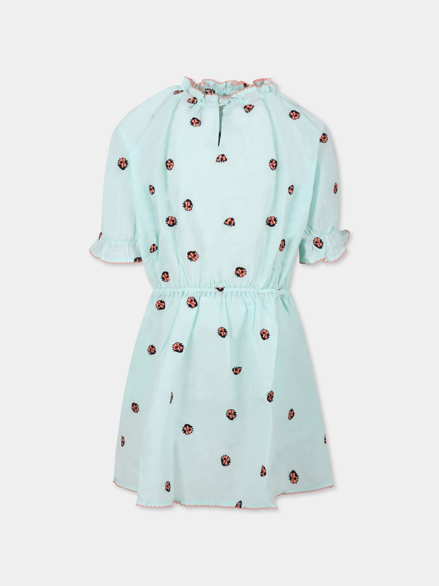 Vestito verde per bambina con coccinelle,Stella Mccartney Kids,TW1A23 Z2567 754EM