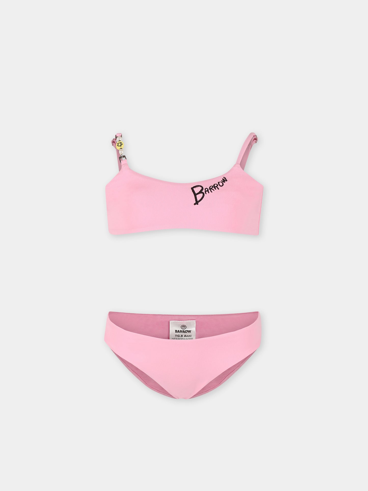 Pink bikini for girl with logo