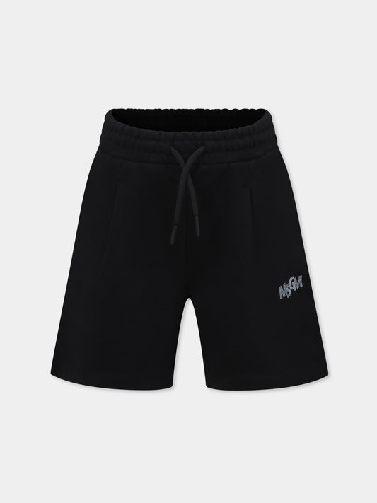 Shorts neri per bambino con logo,Msgm Kids,S5MSJBBE275 110