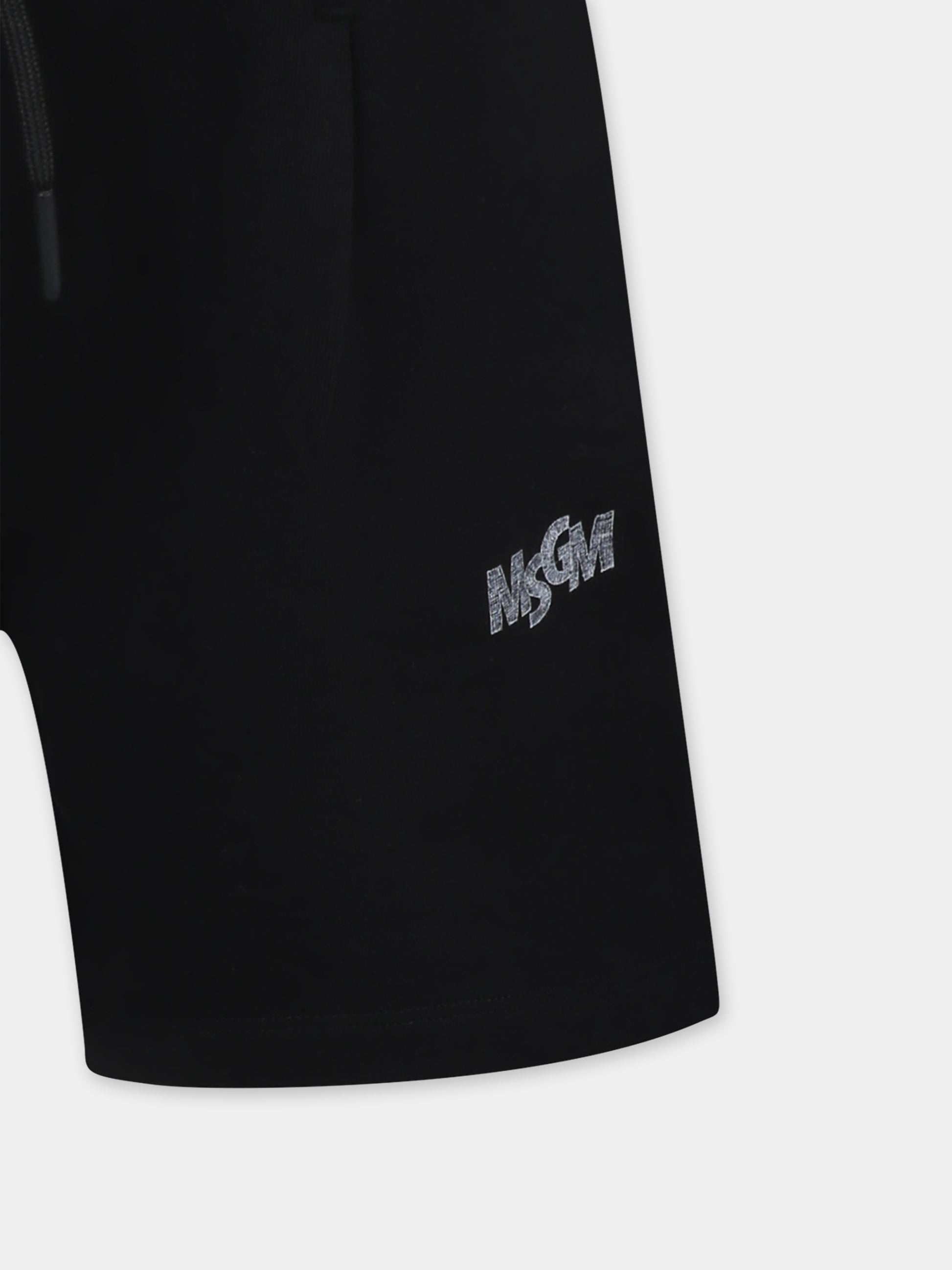 Shorts neri per bambino con logo,Msgm Kids,S5MSJBBE275 110