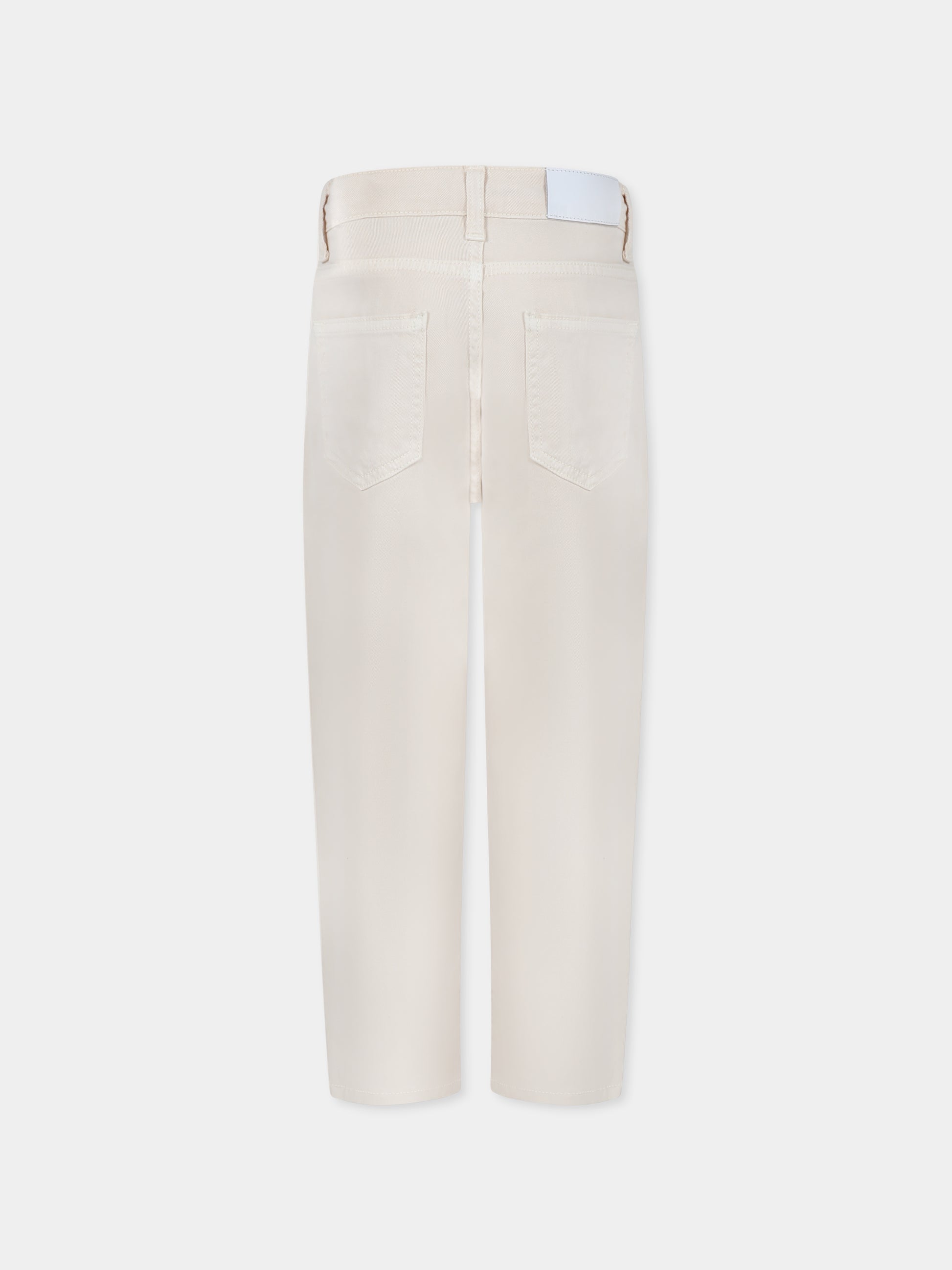 Jeans avorio per bambino con logo,Msgm Kids,S5MSJBDP019 013