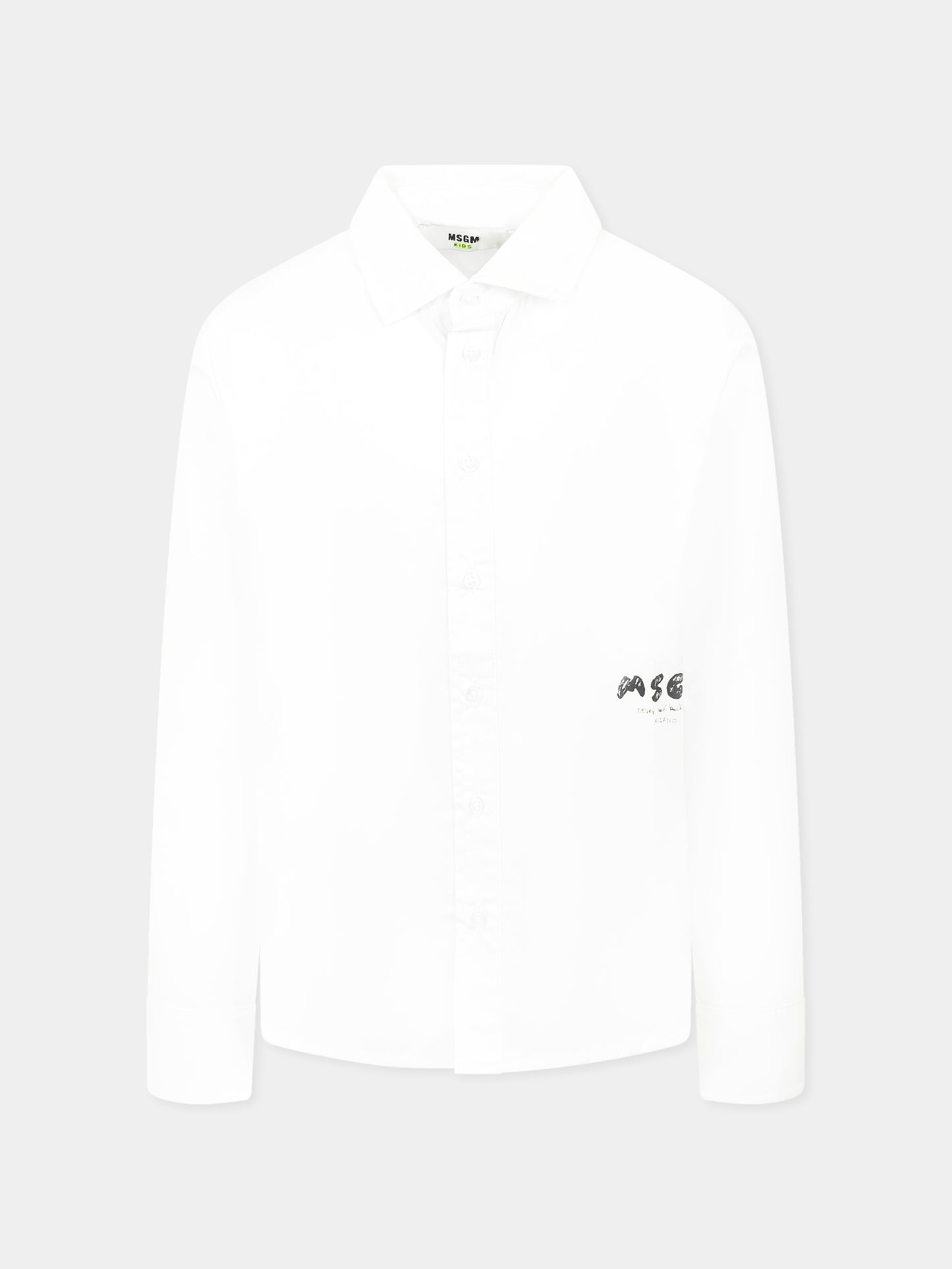 Camicia bianca per bambino con logo,Msgm Kids,S5MSJBSI307 001