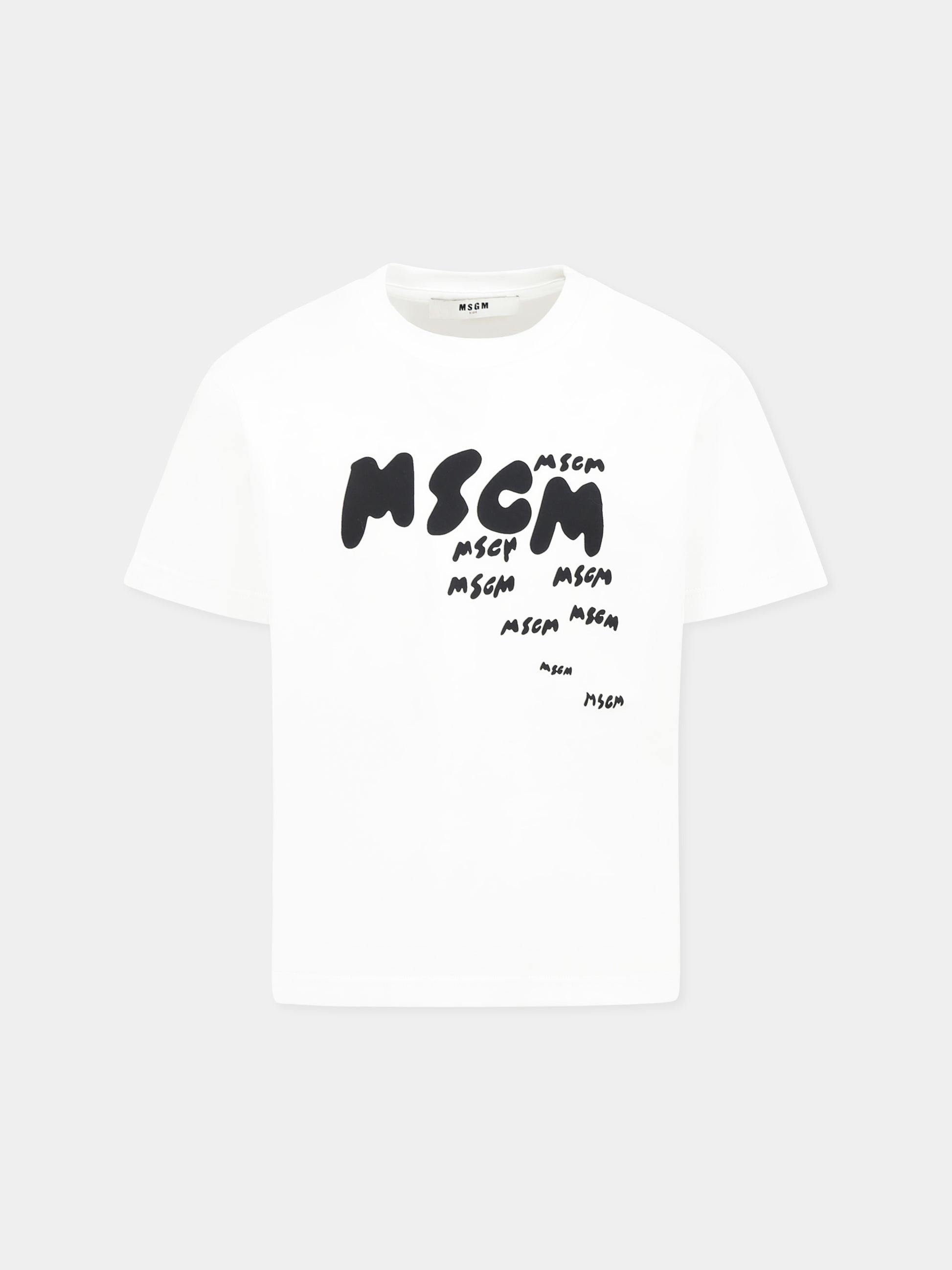 T-shirt bianca per bambino con logo,Msgm Kids,S5MSJBTH008 001