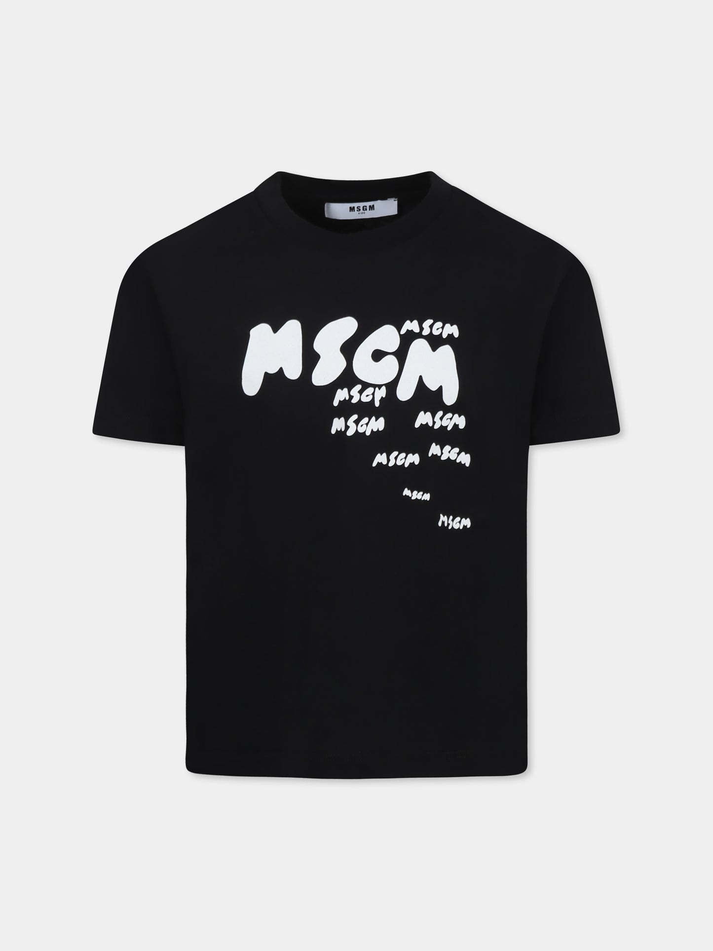 T-shirt nera per bambino con logo,Msgm Kids,S5MSJBTH008 110